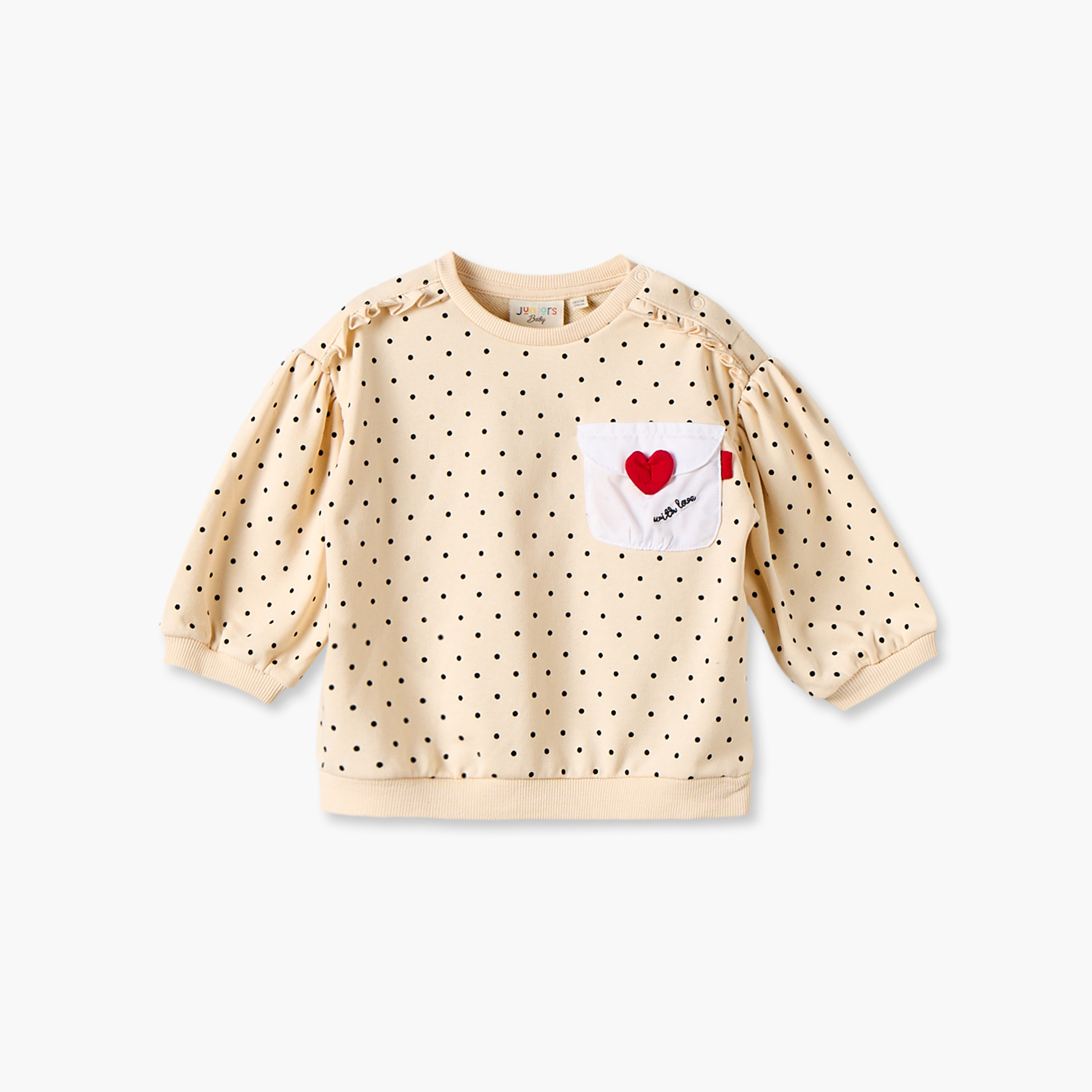 سويت شيرت منقط بزخارف قلب من جونيورز-baby-girls-clothing-winterwear-sweatshirts-image-1