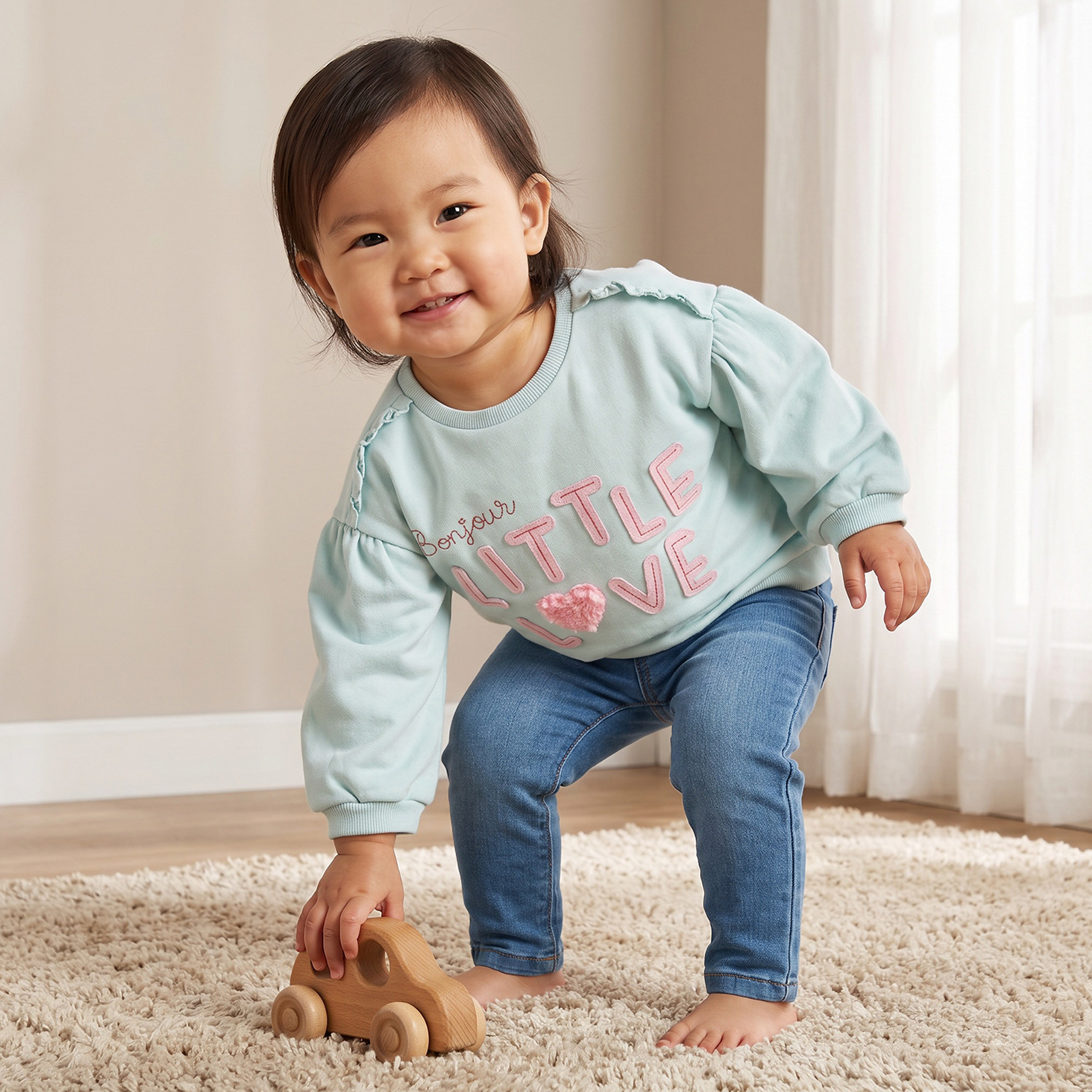 Juniors Embroidered Sweatshirt with Long Sleeves-baby-girls-clothing-winterwear-sweatshirts-image-1
