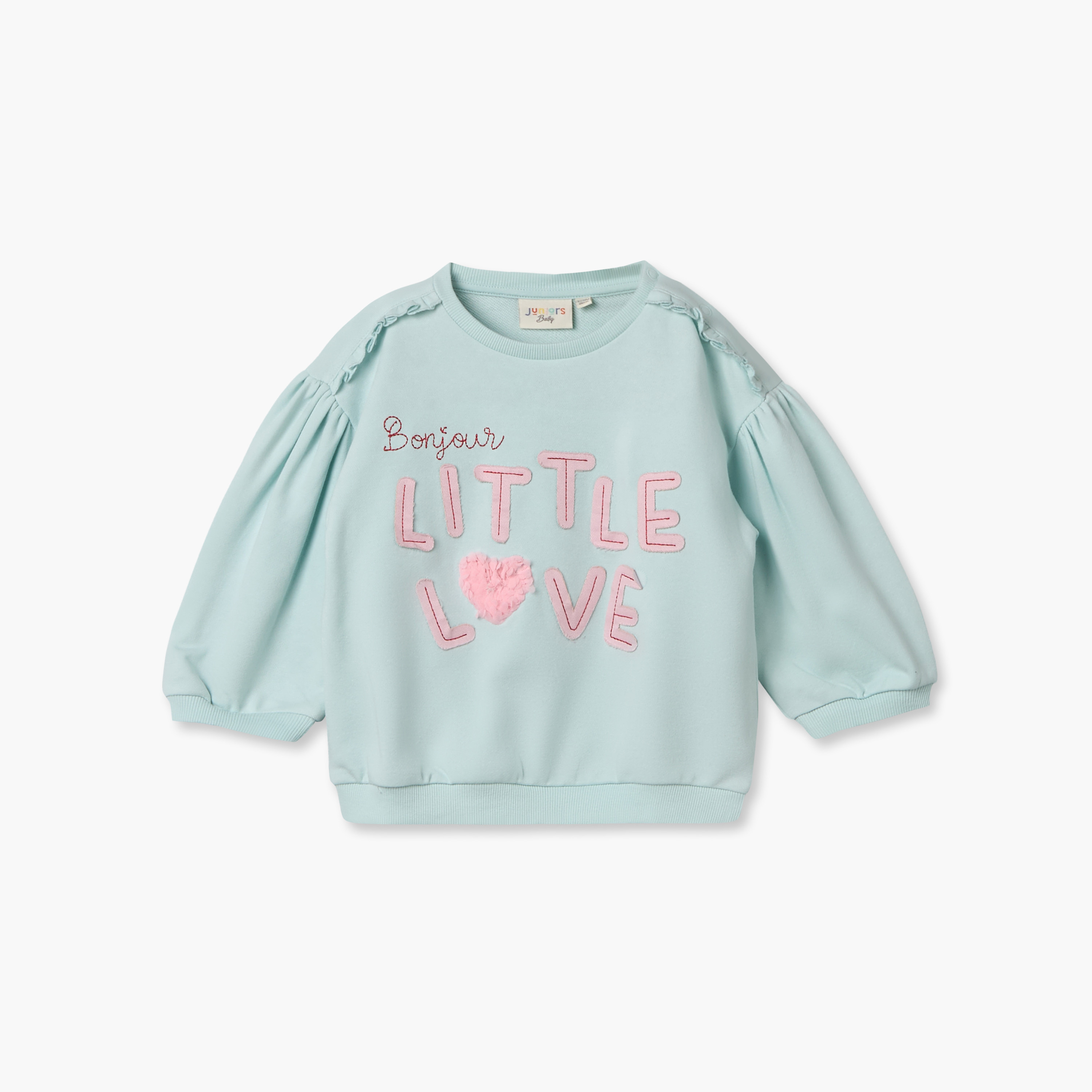 Juniors Embroidered Sweatshirt with Long Sleeves-baby-girls-clothing-winterwear-sweatshirts-image-2