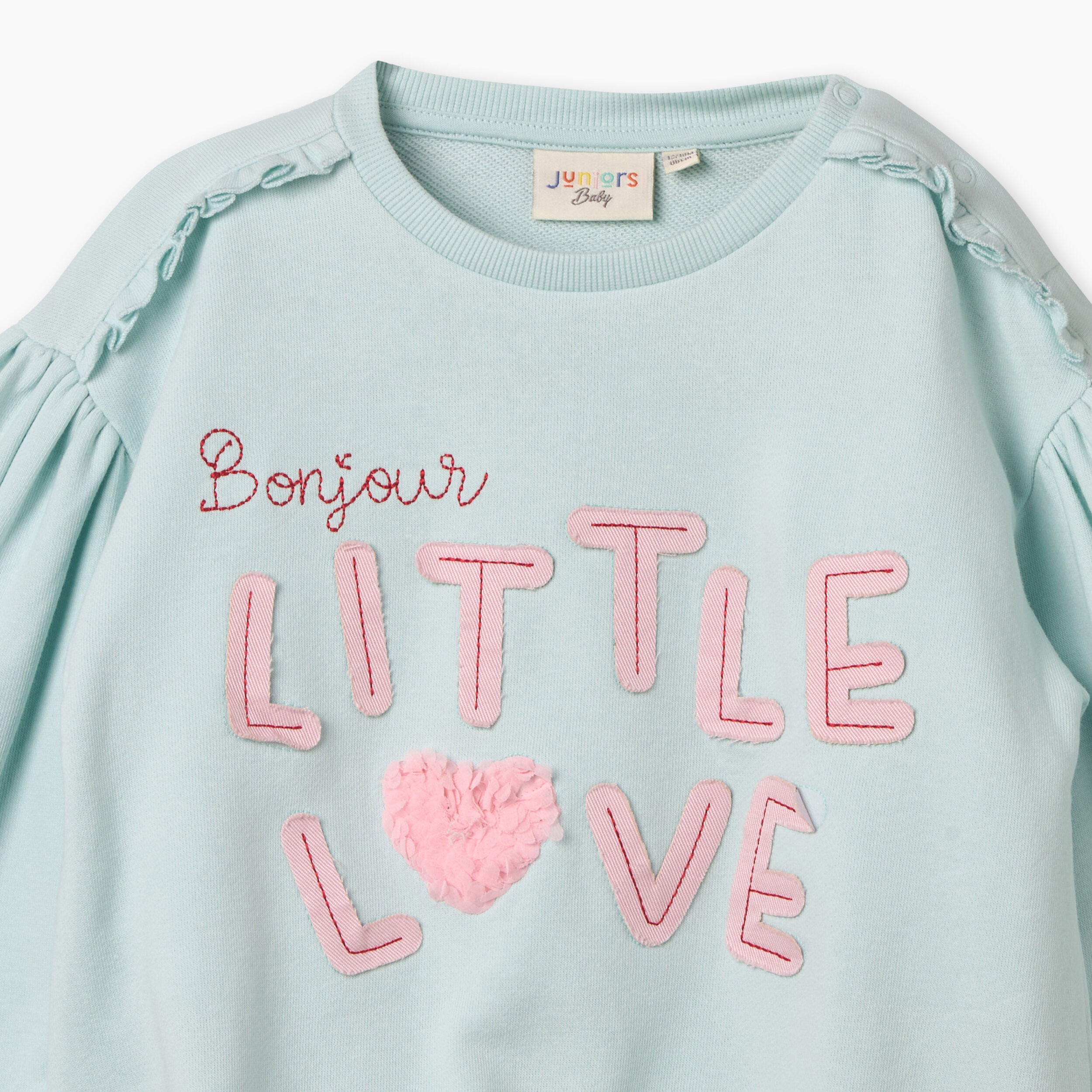 Juniors Embroidered Sweatshirt with Long Sleeves-baby-girls-clothing-winterwear-sweatshirts-image-4