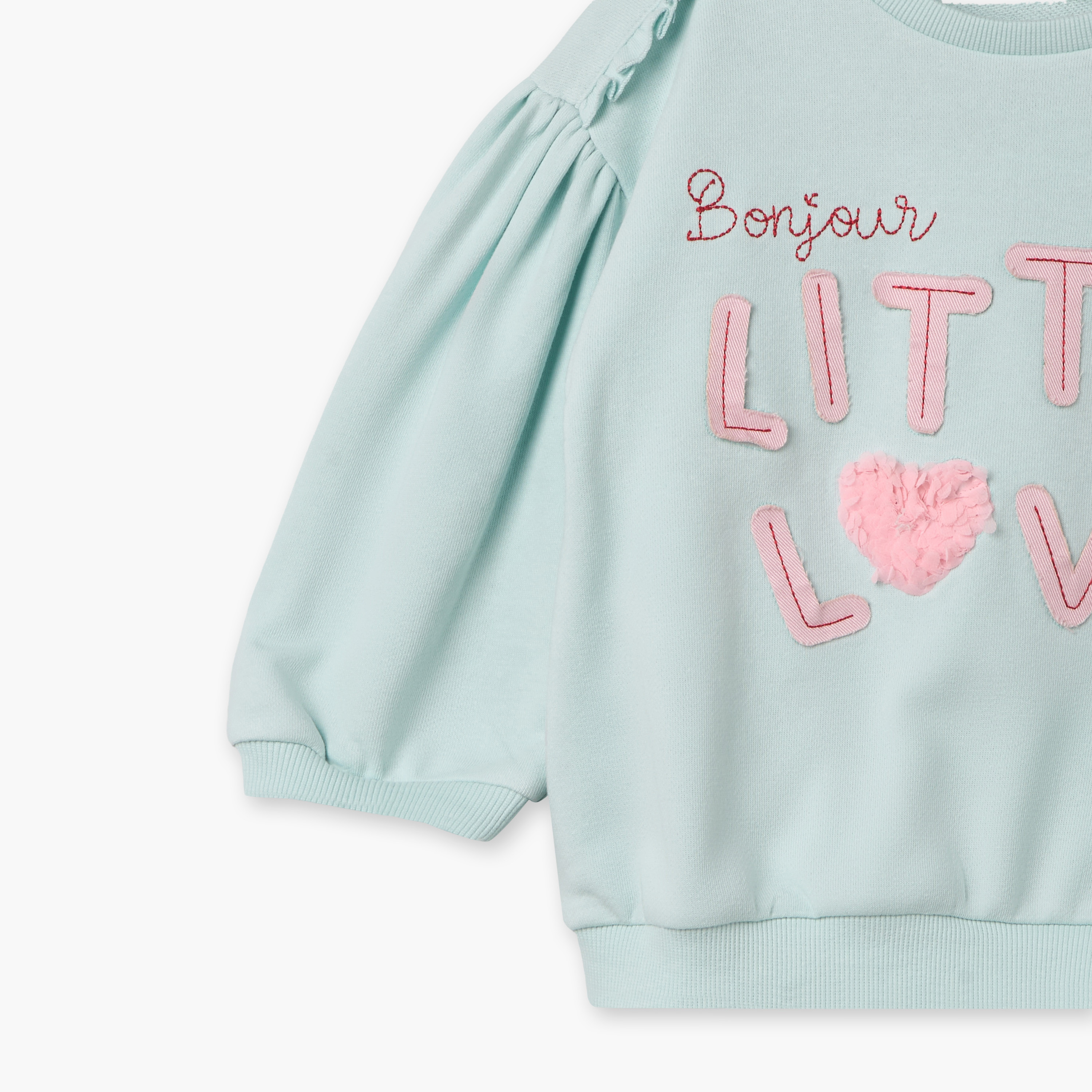 Juniors Embroidered Sweatshirt with Long Sleeves-baby-girls-clothing-winterwear-sweatshirts-image-5