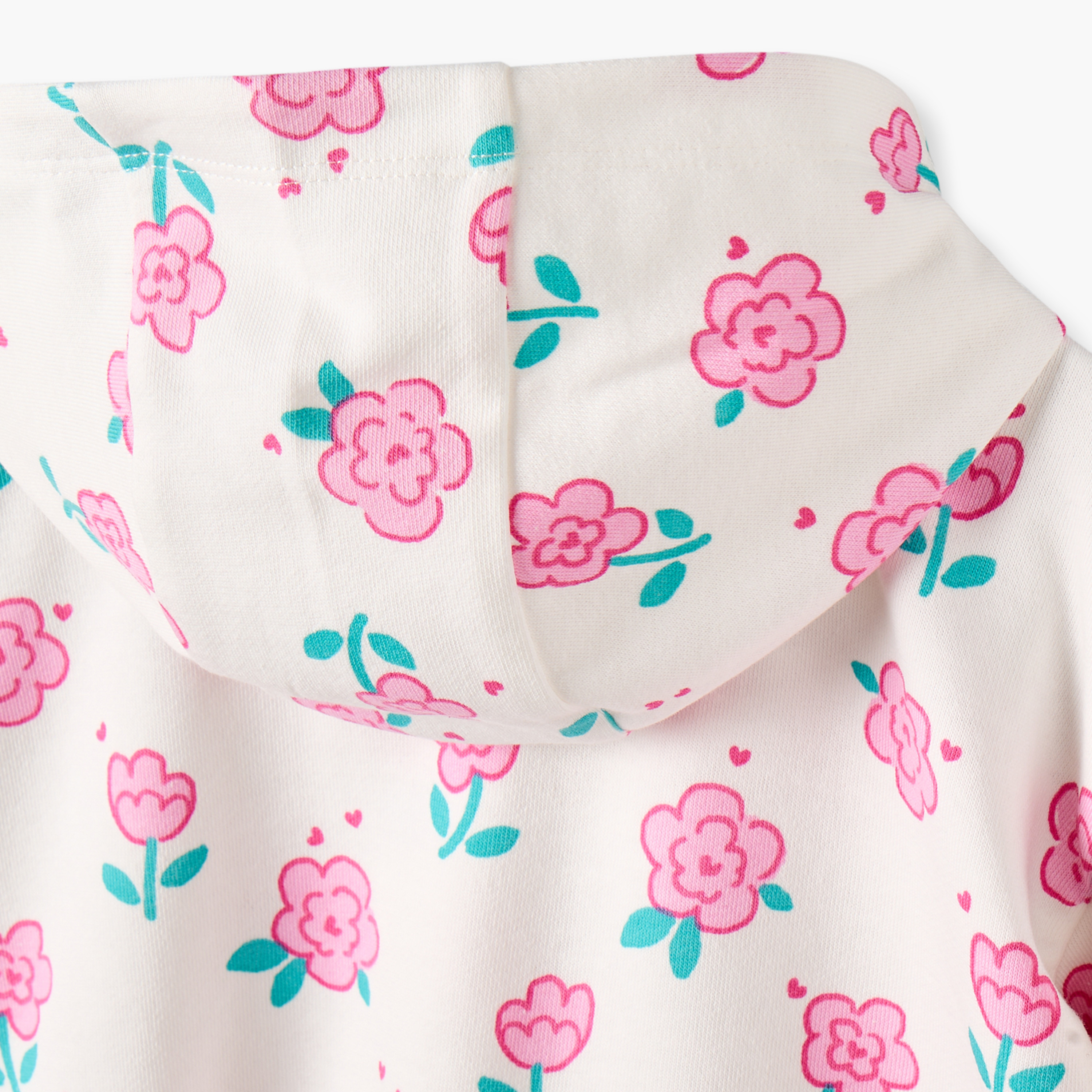 Juniors Floral Print Hoodie with Long Sleeves-baby-girls-clothing-winterwear-sweatshirts-image-5