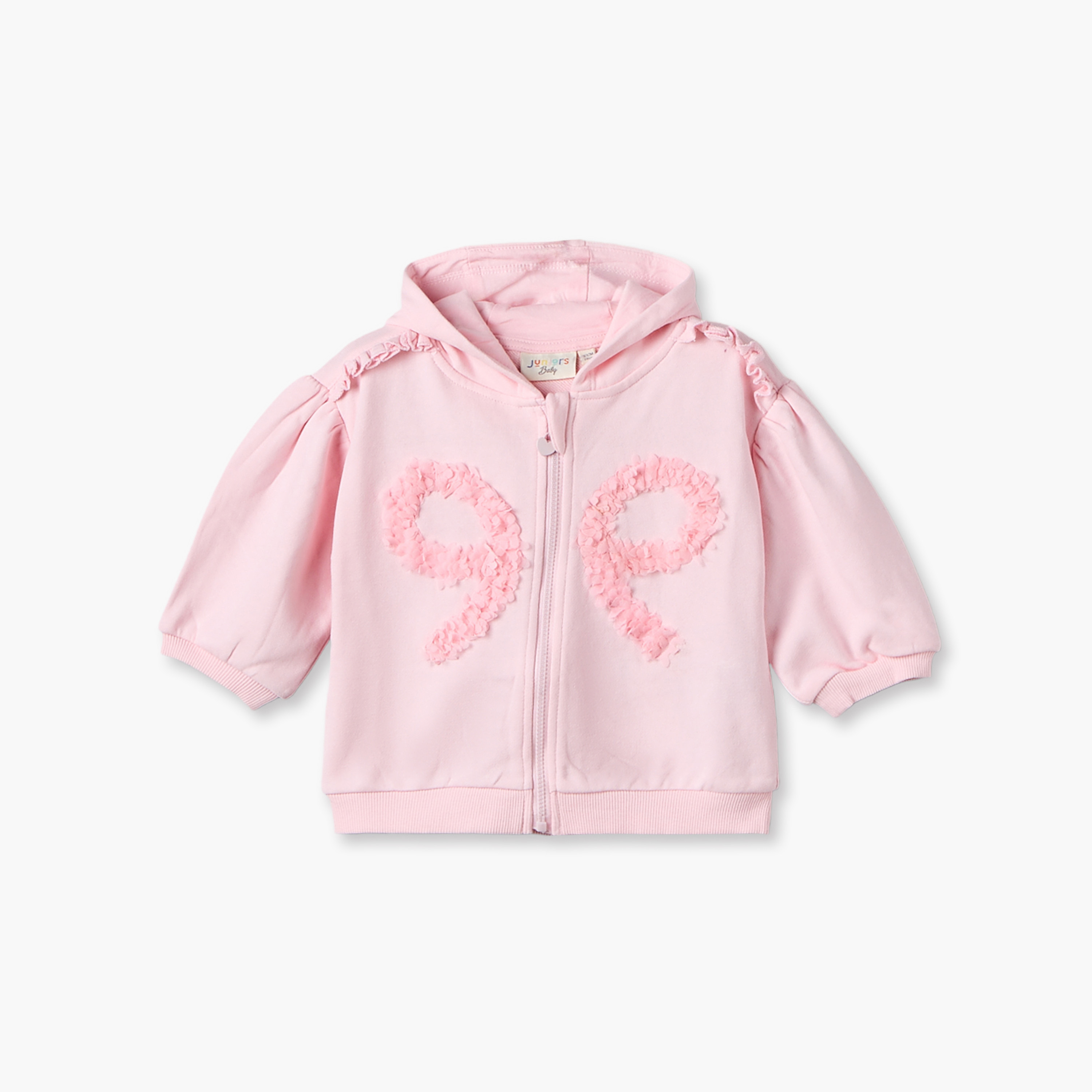 هودي قطن بسحاب إغلاق وتفاصيل زينة من جونيورز-girls-clothing-winterwear-sweatshirts-image-1