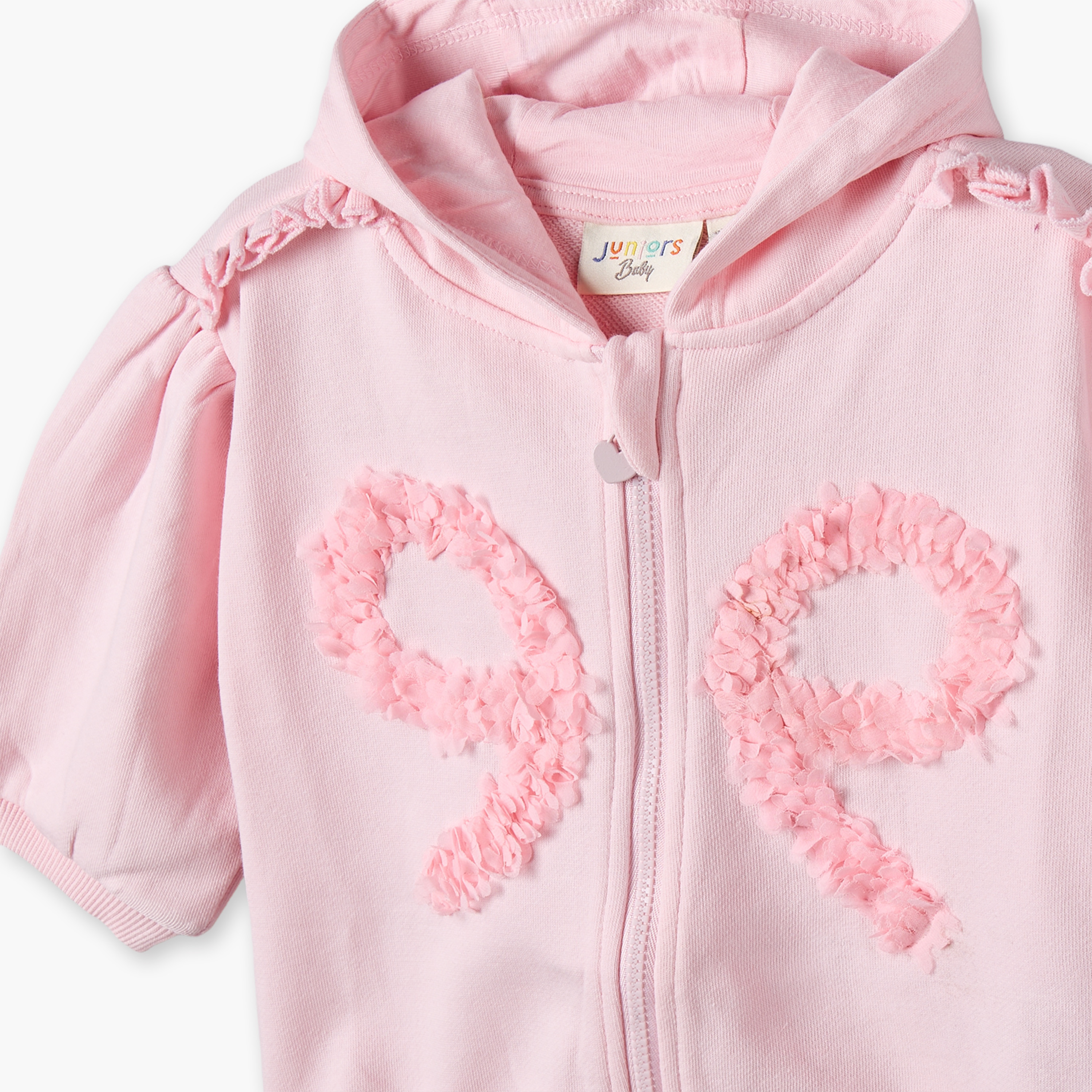 هودي قطن بسحاب إغلاق وتفاصيل زينة من جونيورز-girls-clothing-winterwear-sweatshirts-image-3