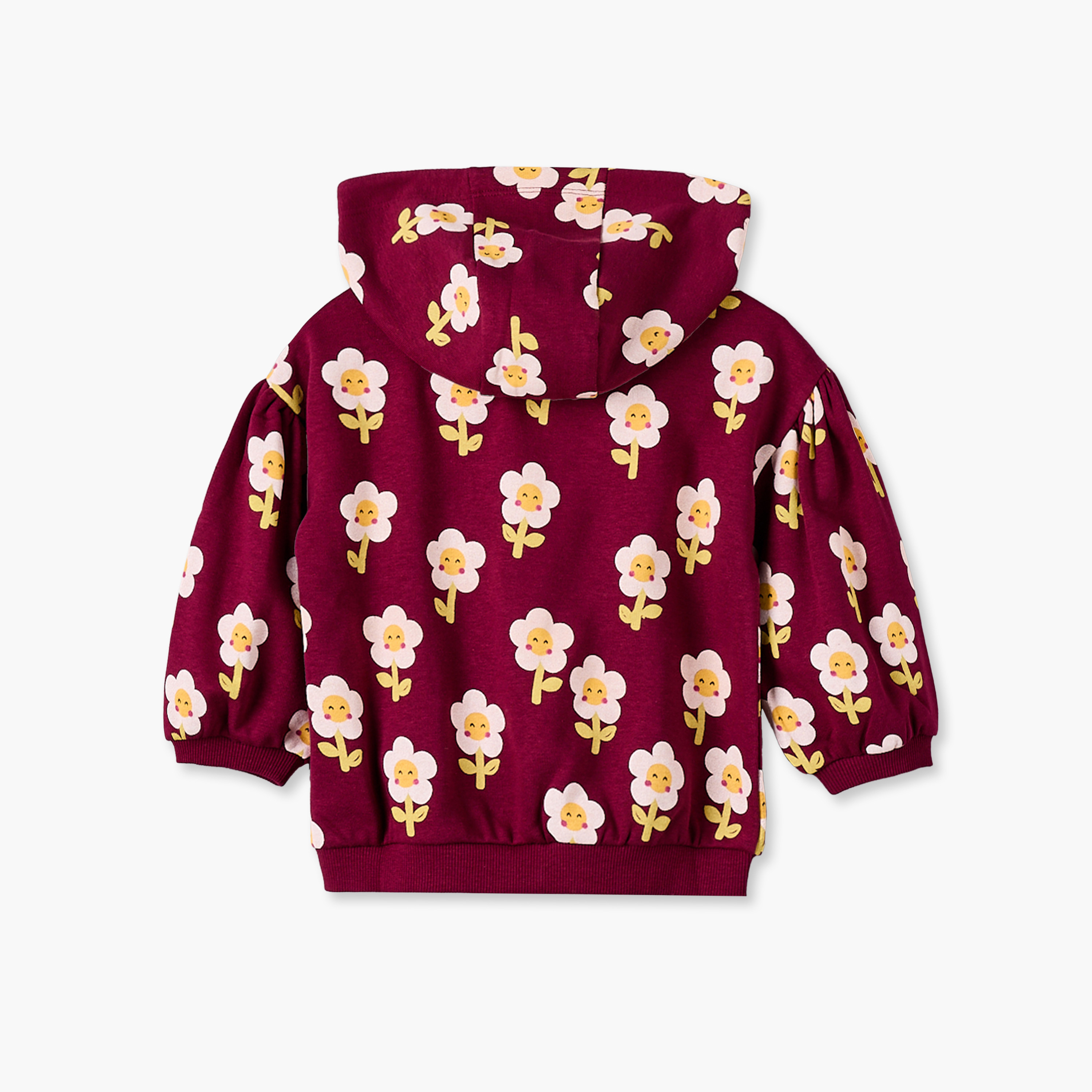Juniors Floral Print Zip Through Hoodie with Long Sleeves-baby-girls-clothing-winterwear-sweatshirts-image-3