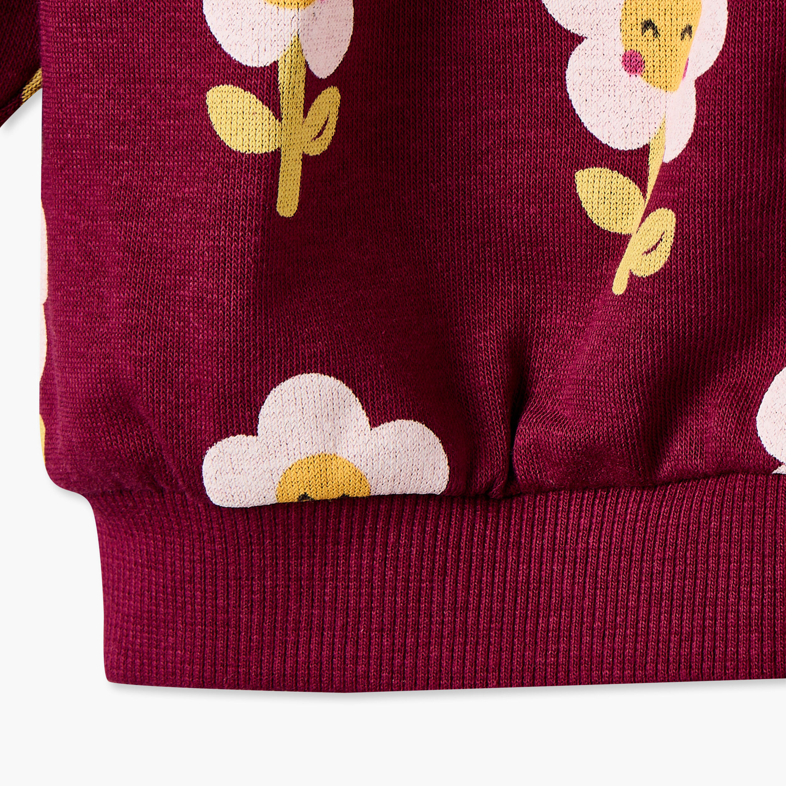 Juniors Floral Print Zip Through Hoodie with Long Sleeves-baby-girls-clothing-winterwear-sweatshirts-image-5