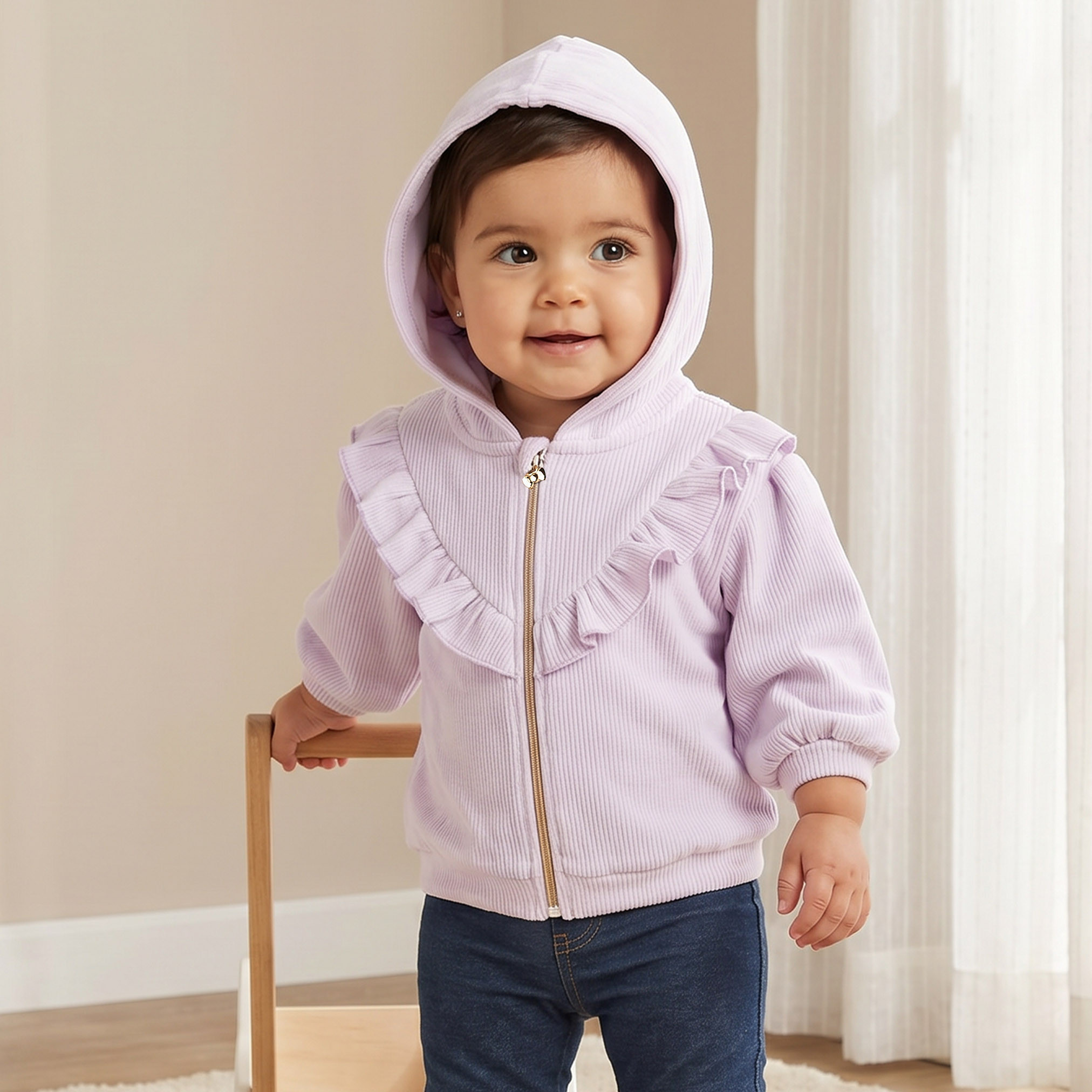 Juniors Hooded Sweatshirt with Long Sleeves-baby-girls-clothing-winterwear-sweatshirts-image-1