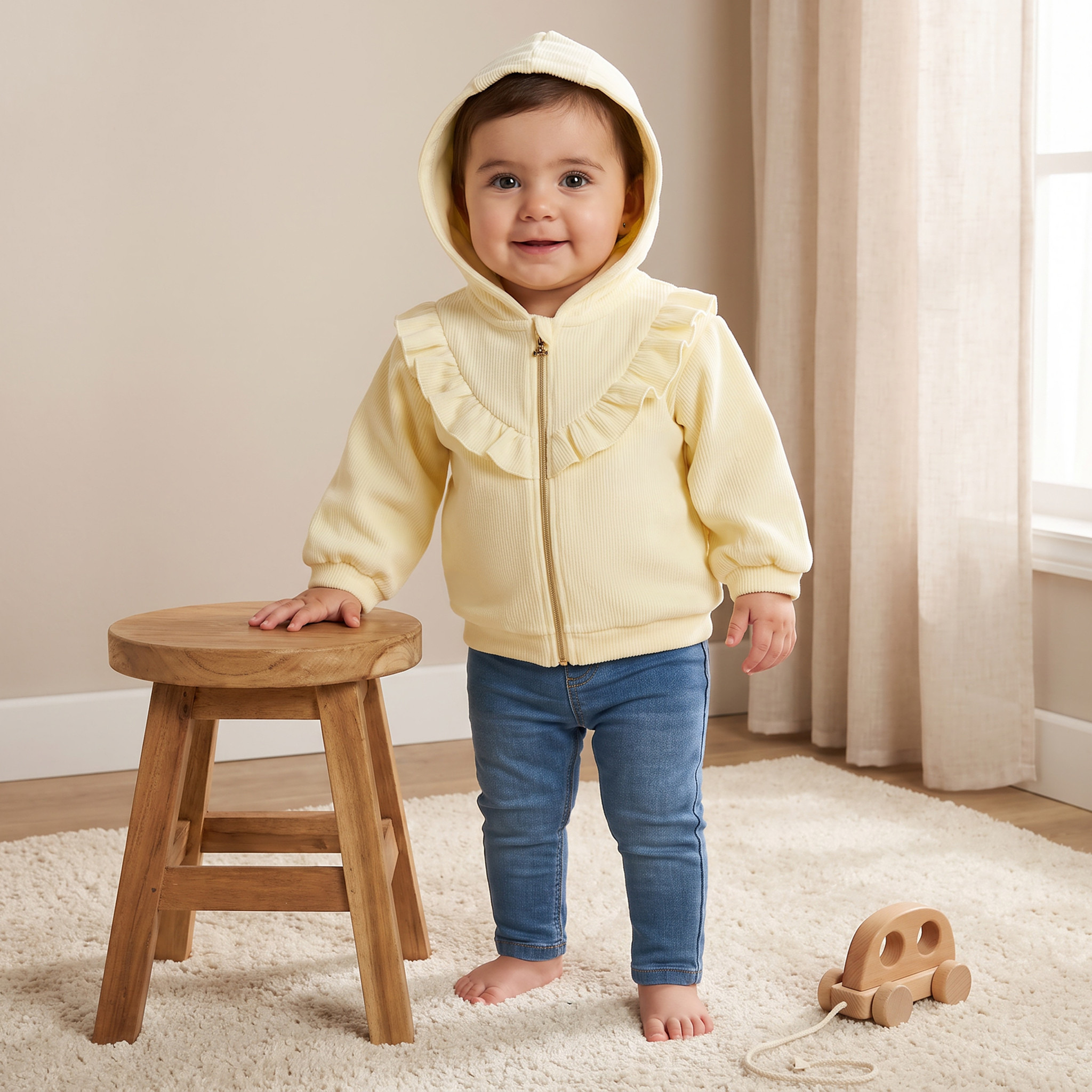 Juniors Hooded Sweatshirt with Long Sleeves-baby-girls-clothing-winterwear-sweatshirts-image-1