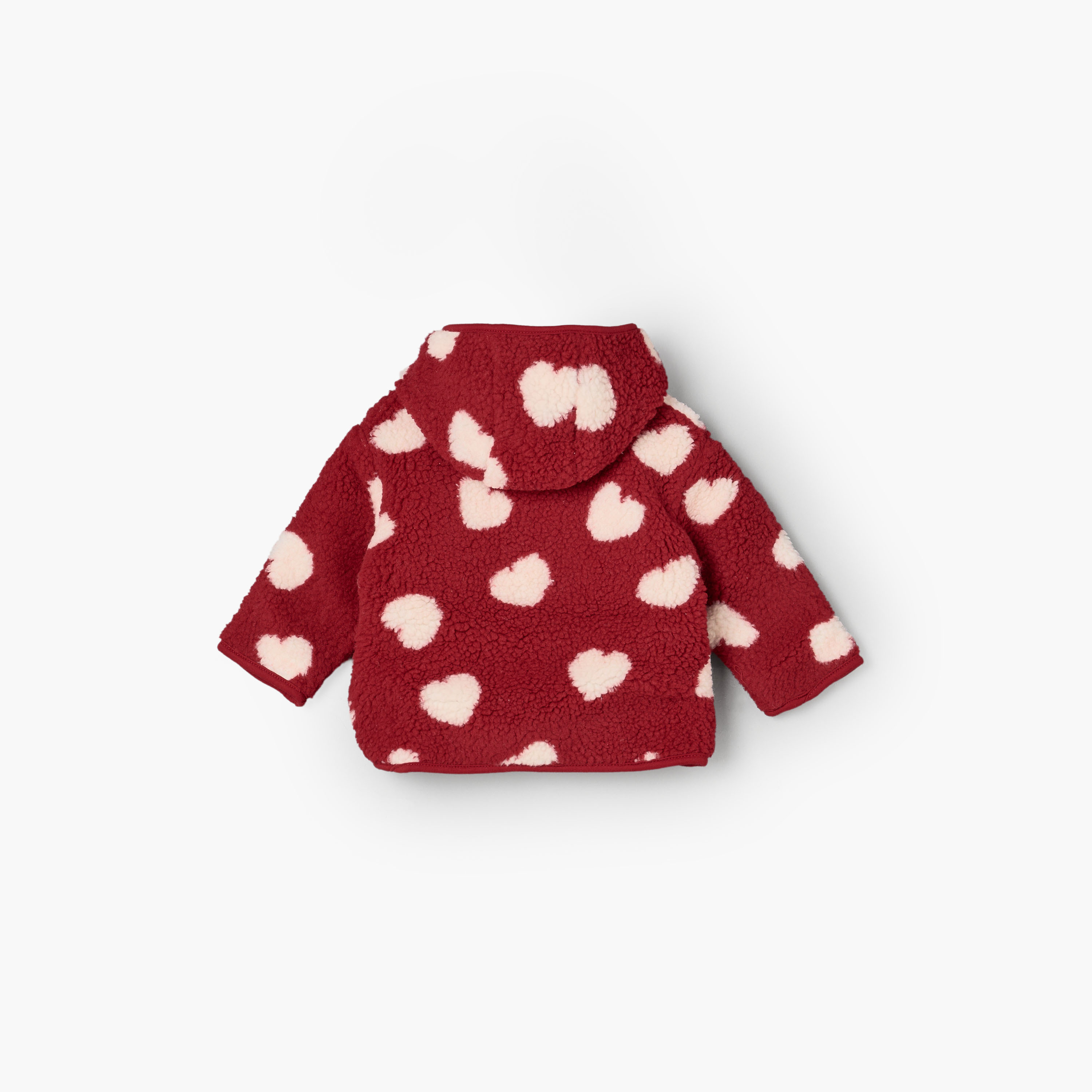 Juniors Heart Print Zip Through Hoodie with Long Sleeves-baby-girls-clothing-winterwear-sweatshirts-image-2
