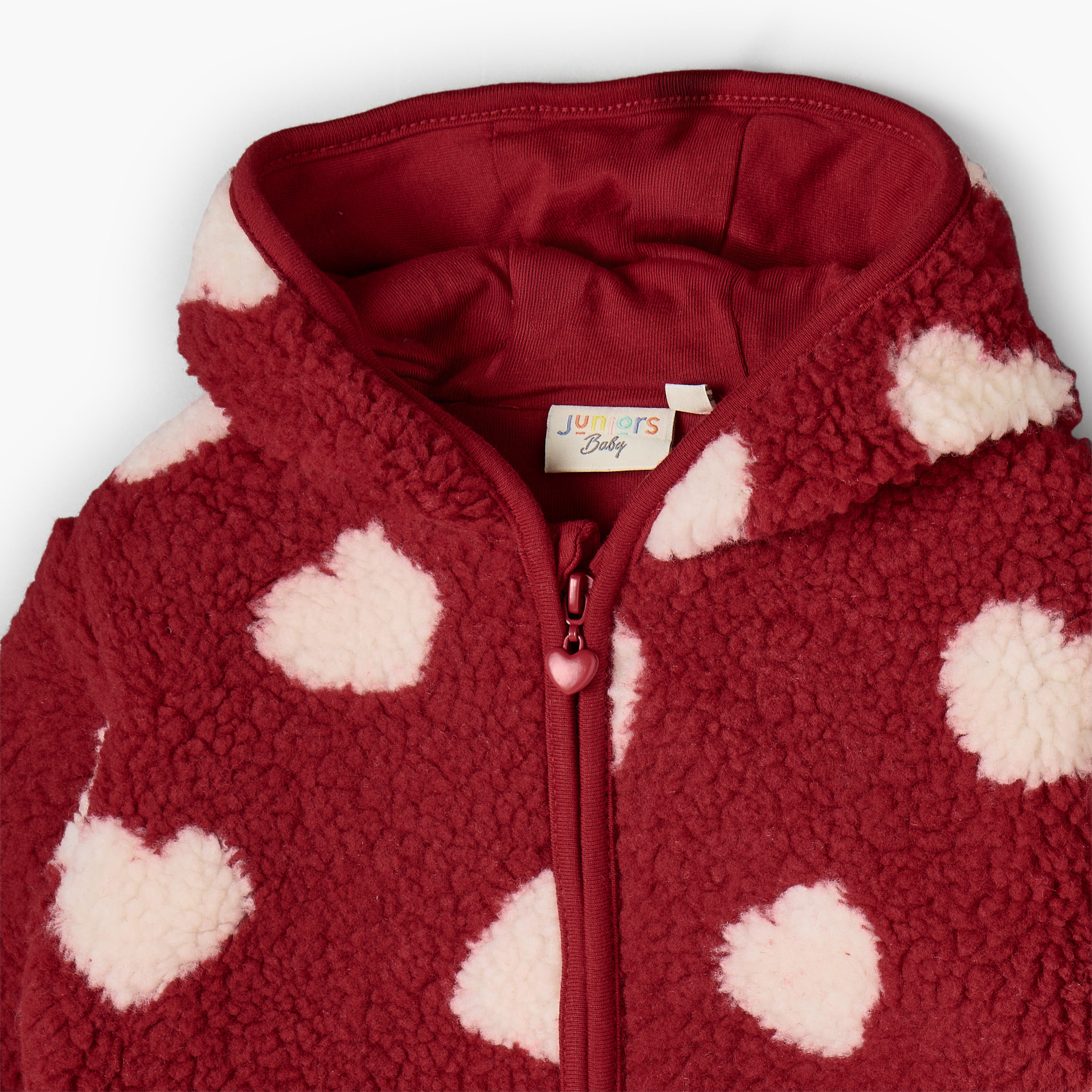 Juniors Heart Print Zip Through Hoodie with Long Sleeves-baby-girls-clothing-winterwear-sweatshirts-image-3