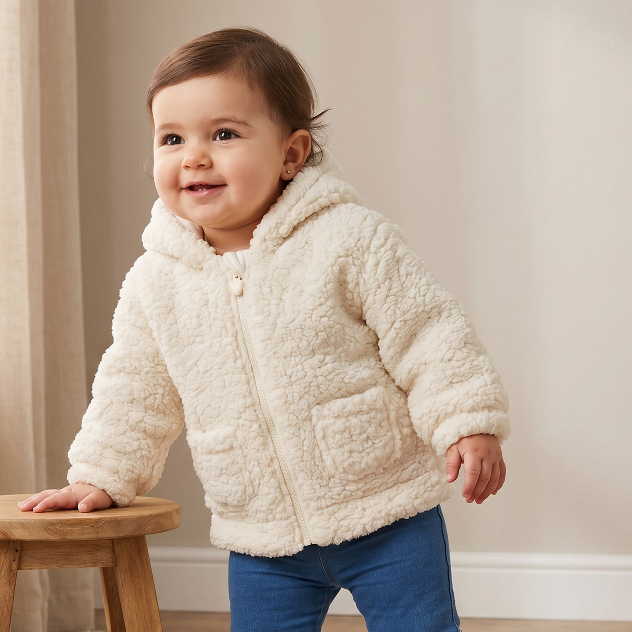 Juniors Hooded Jacket with Zip Closure-baby-girls-clothing-winterwear-jacketsandcoats-image-1