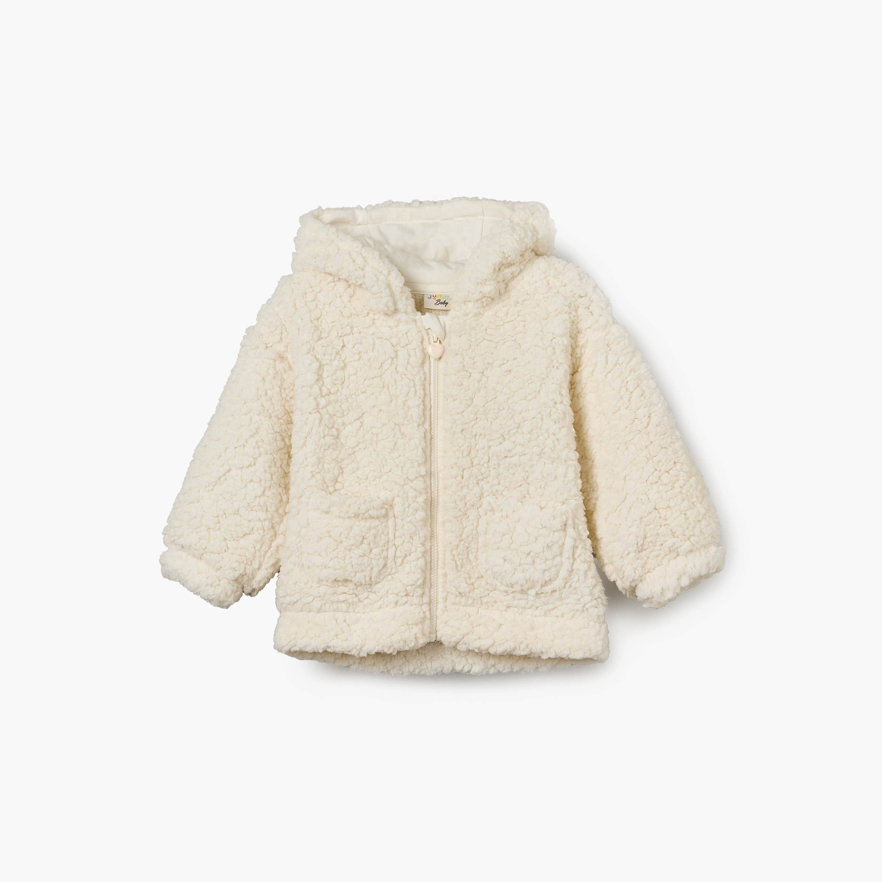 Juniors Hooded Jacket with Zip Closure-baby-girls-clothing-winterwear-jacketsandcoats-image-2
