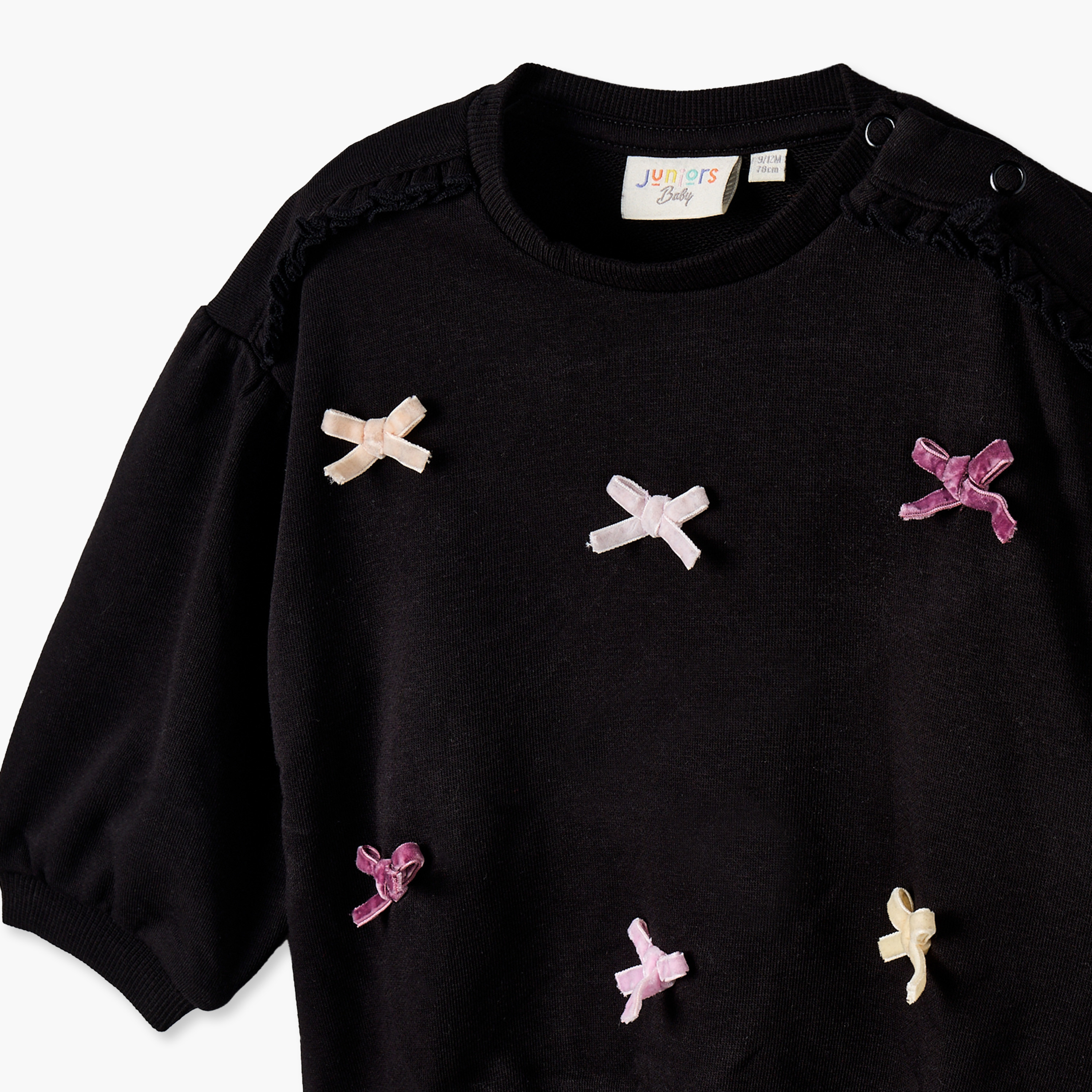 Juniors Crew Neck Sweatshirt with Bow Appliquebs-ecom exclusive-baby-girls-clothing-winterwear-sweatshirts-image-3