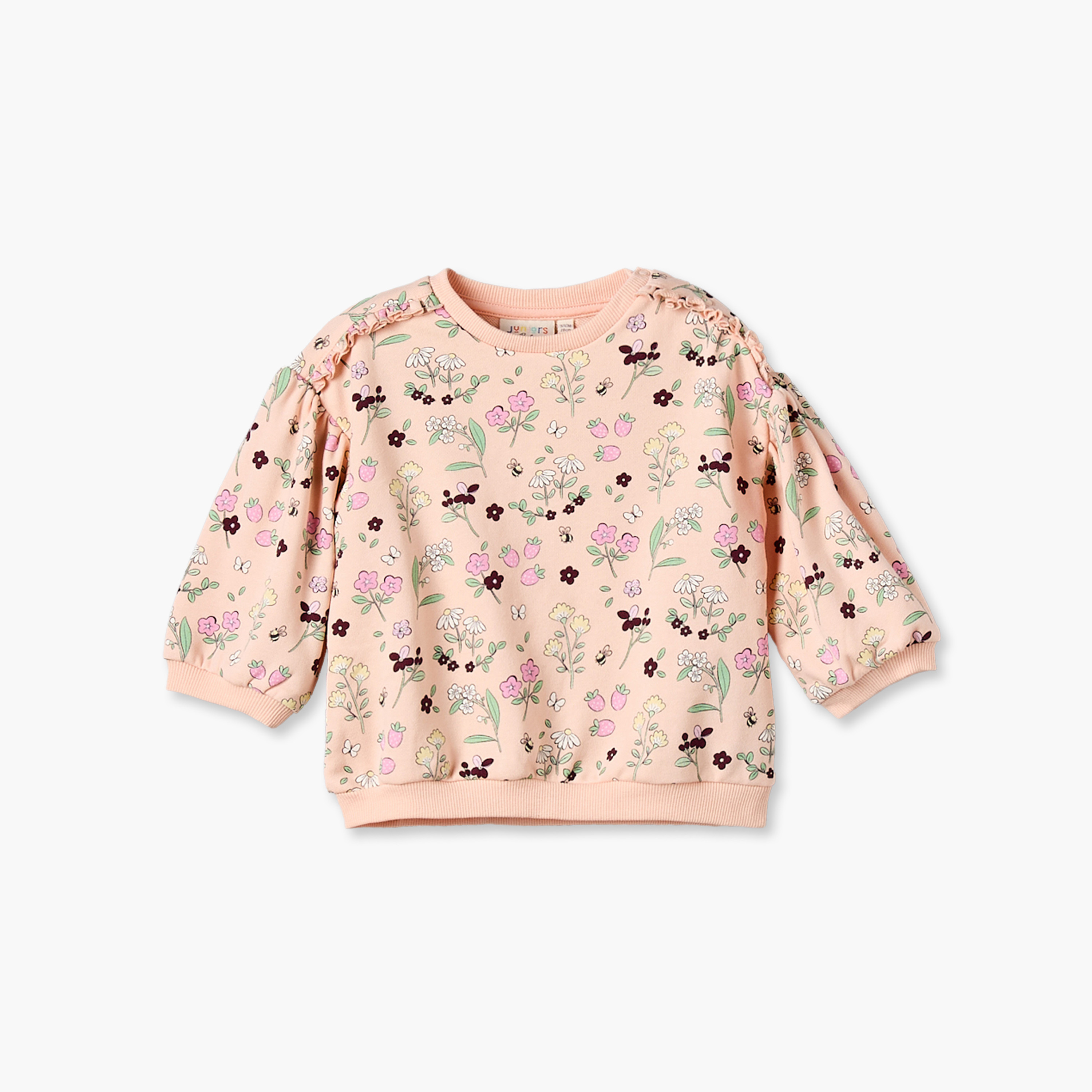 سويت شيرت بطبعات زهور وبأكمام منفوخة من جونيورز-baby-girls-clothing-winterwear-sweatshirts-image-1