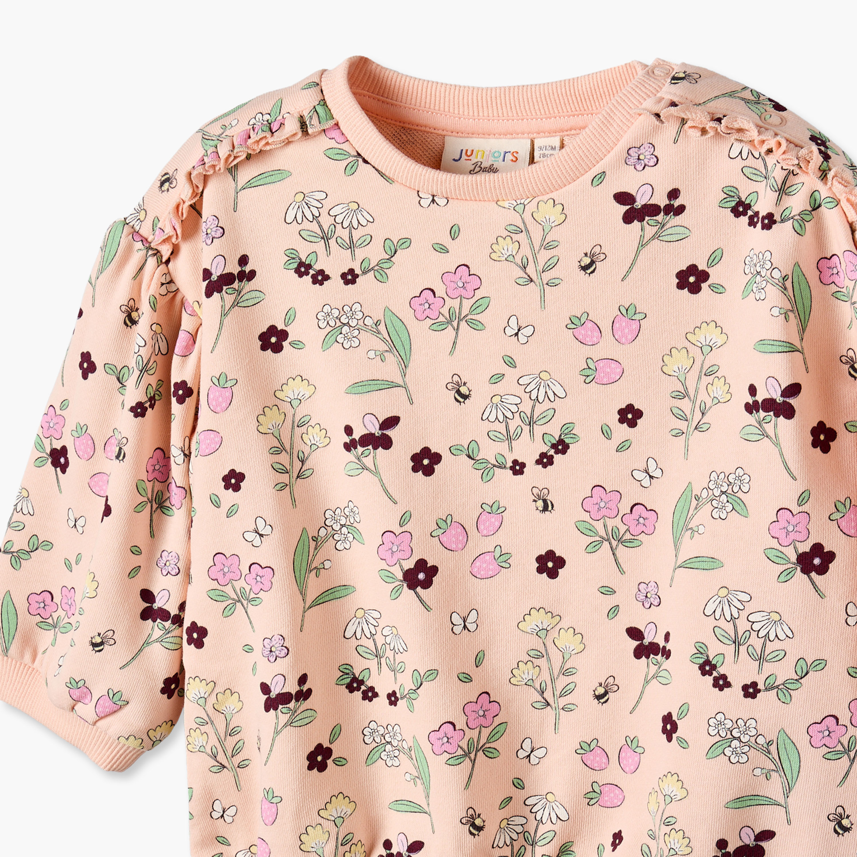 سويت شيرت بطبعات زهور وبأكمام منفوخة من جونيورز-baby-girls-clothing-winterwear-sweatshirts-image-3