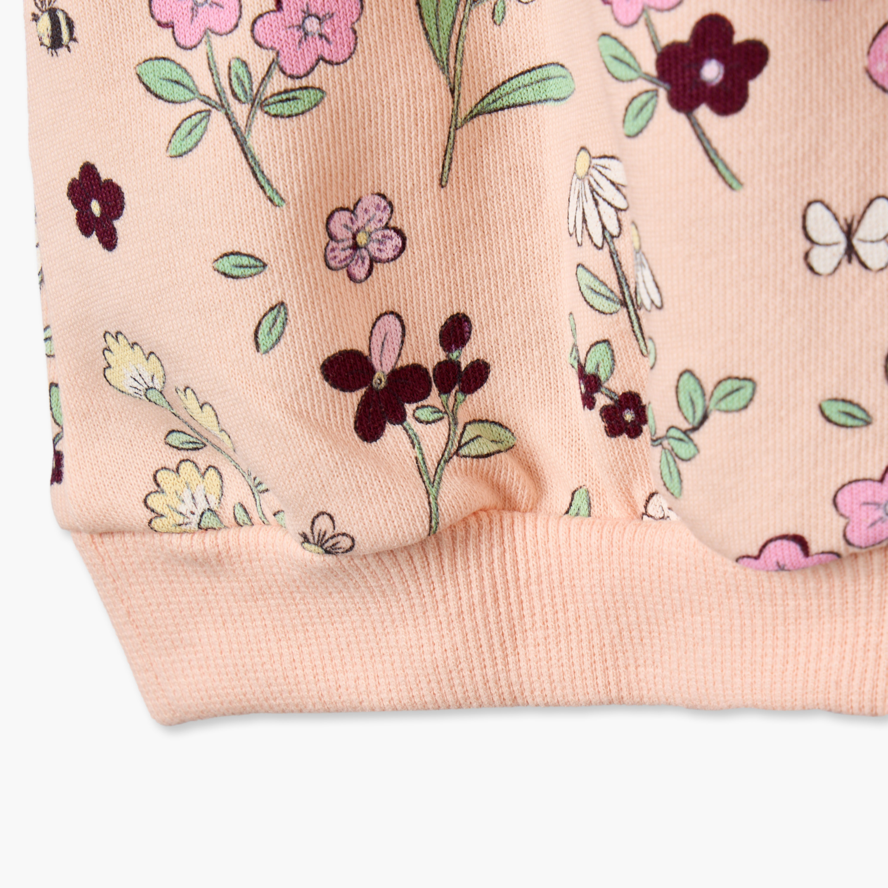 Juniors Floral Print Sweatshirt with Puff Sleeves-baby-girls-clothing-winterwear-sweatshirts-image-5