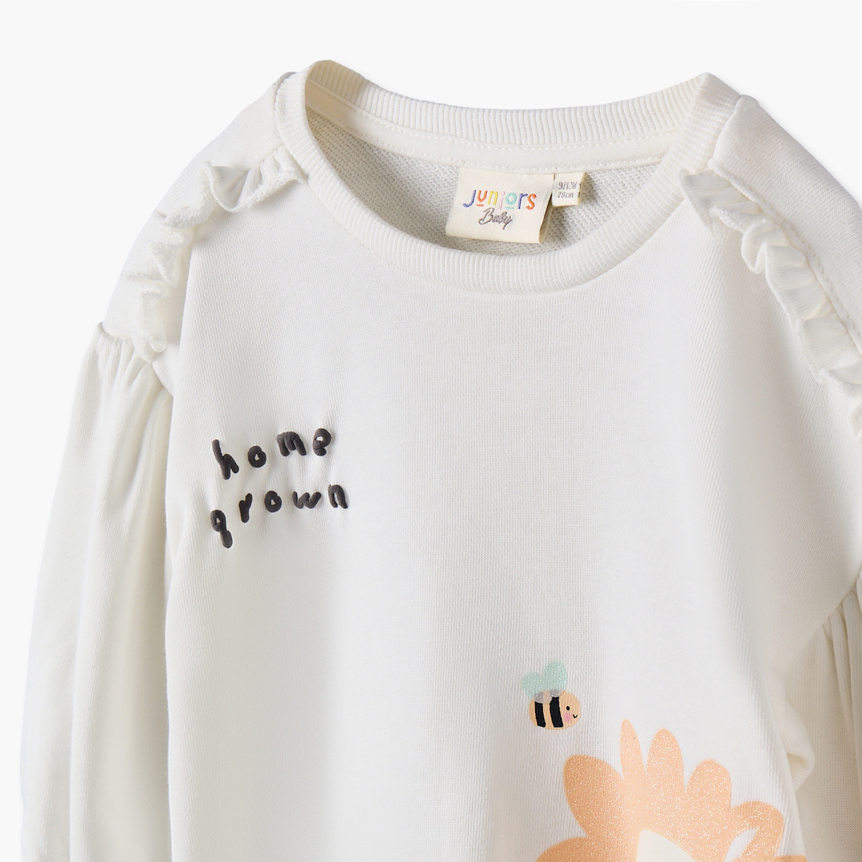 Juniors Floral Print Sweatshirt with Long Sleeves-girls-clothing-winterwear-sweatshirts-image-3