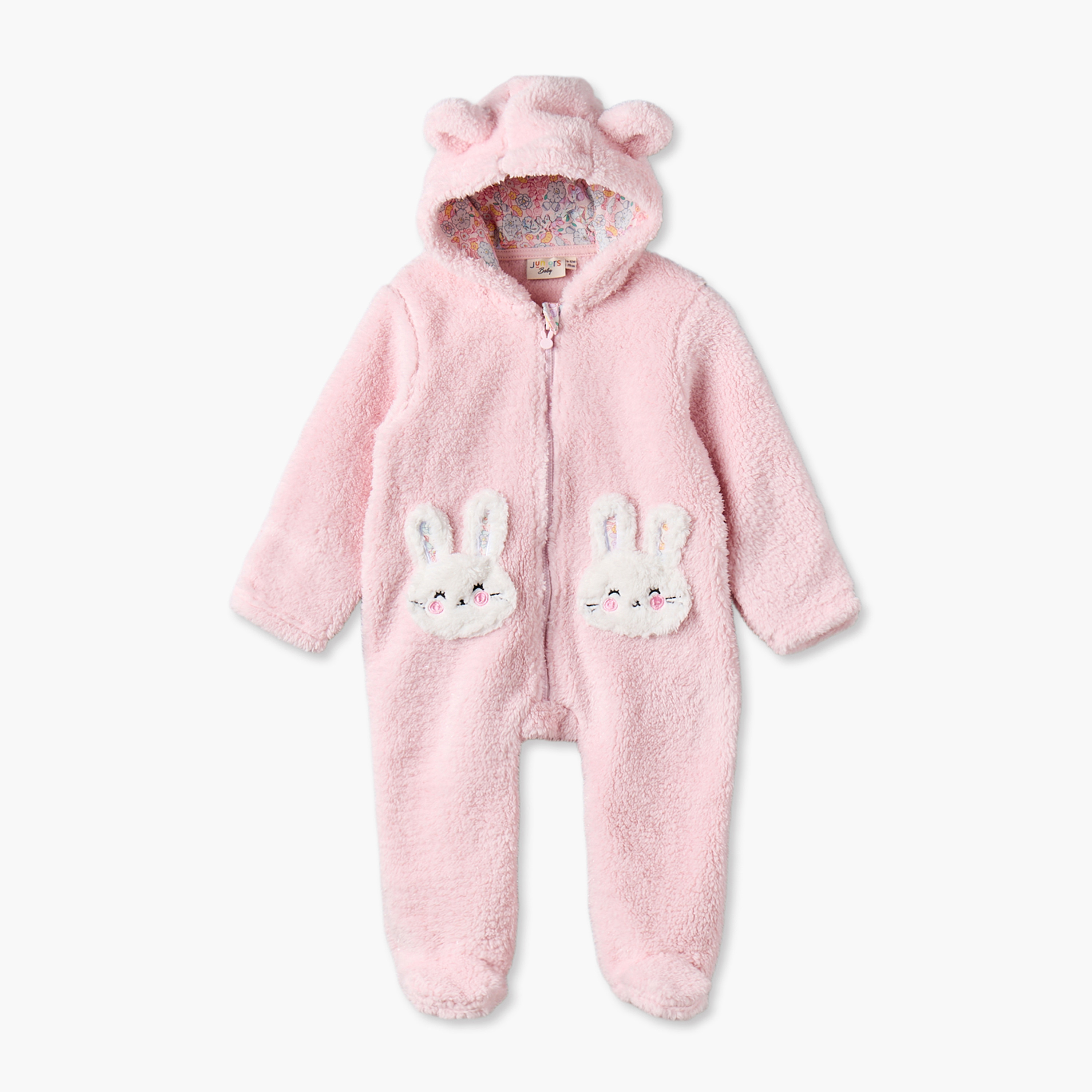 أفرول بغطاء رأس وأكمام طويلة مع تفاصيل أرنب من جونيورز-baby-girls-clothing-rompers-image-2