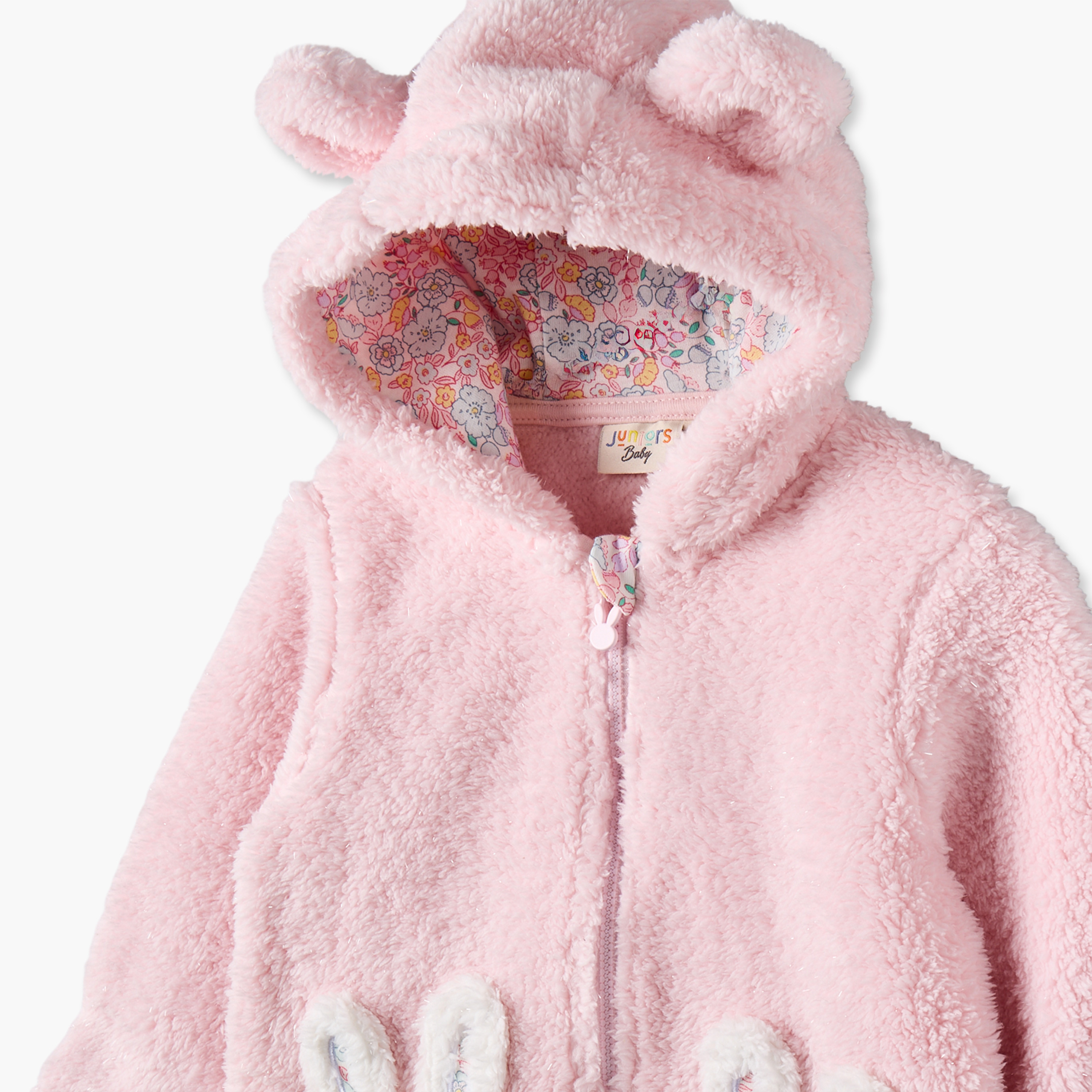 أفرول بغطاء رأس وأكمام طويلة مع تفاصيل أرنب من جونيورز-baby-girls-clothing-rompers-image-4
