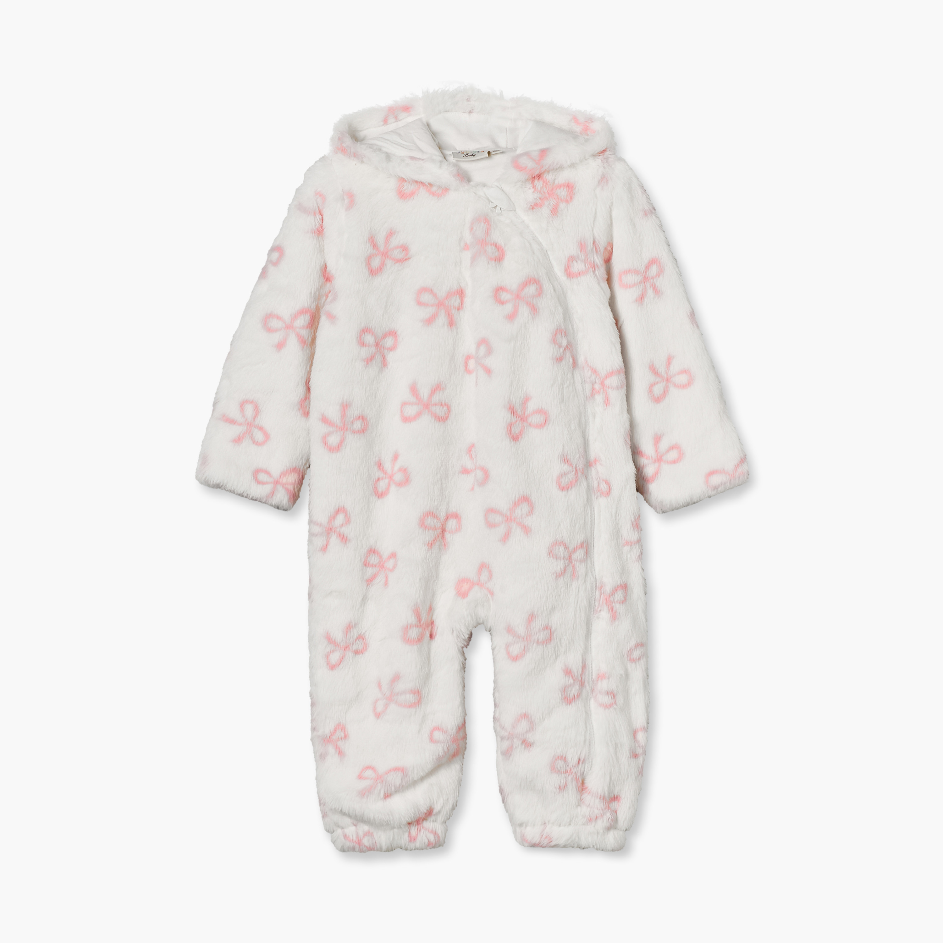 بدلة نوم بقبعة وأكمام طويلة بطبعات فيونكة من جونيورز-baby-girls-clothing-nightwear-sleepsuits-image-2