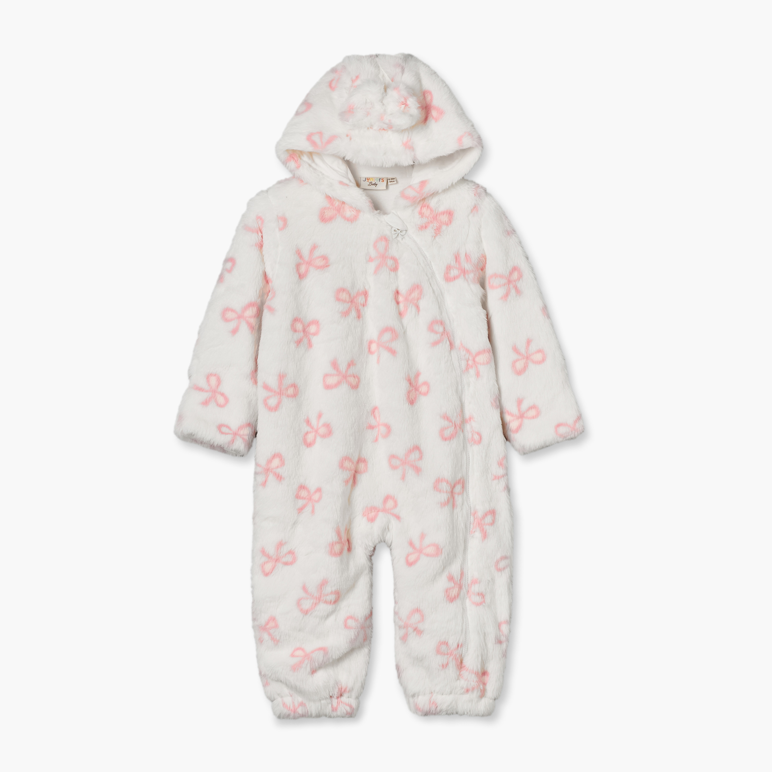 بدلة نوم بقبعة وأكمام طويلة بطبعات فيونكة من جونيورز-baby-girls-clothing-nightwear-sleepsuits-image-3