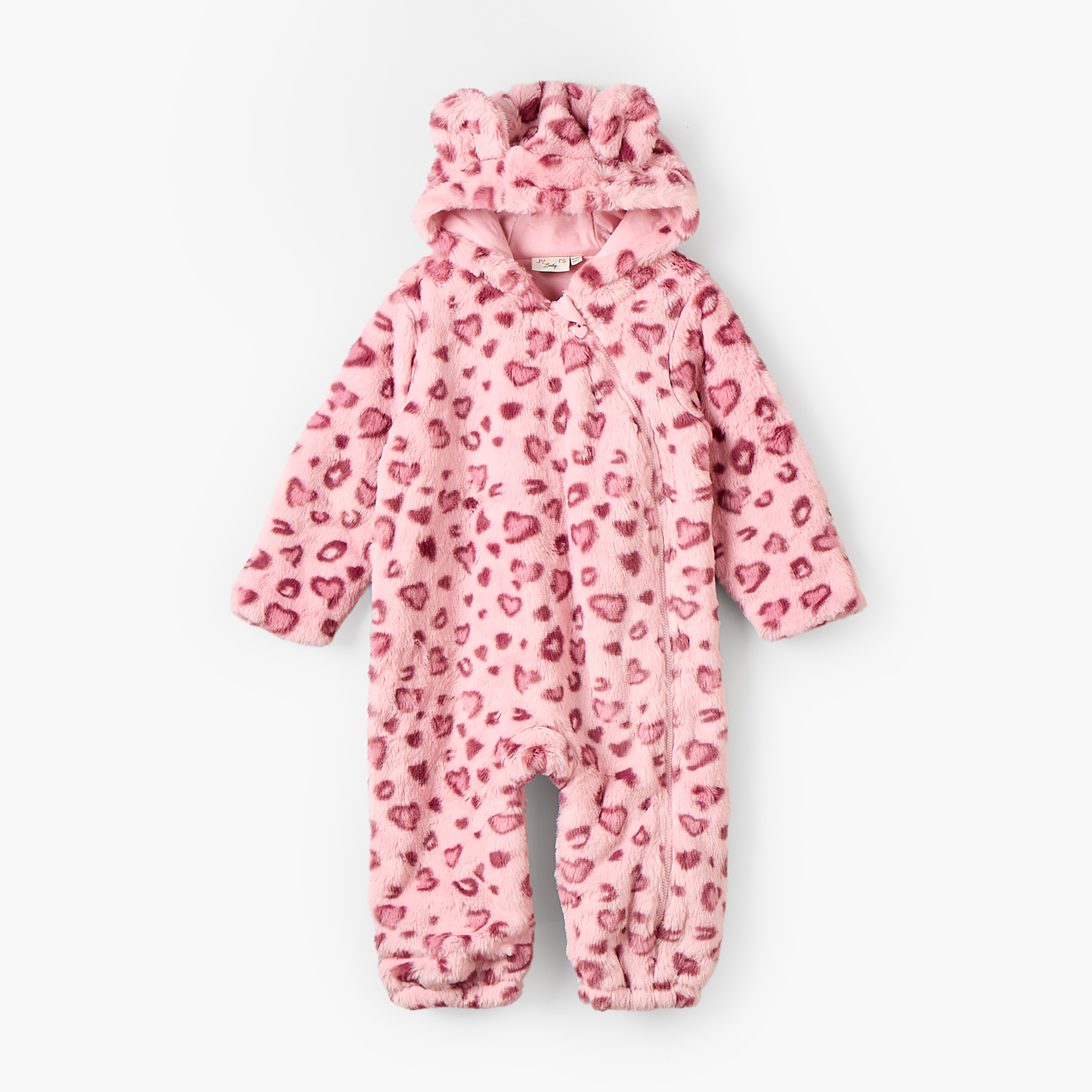 Juniors Hooded Neck Long Sleeves Sleepsuit with Plush Texture-baby-girls-clothing-nightwear-sleepsuits-image-1