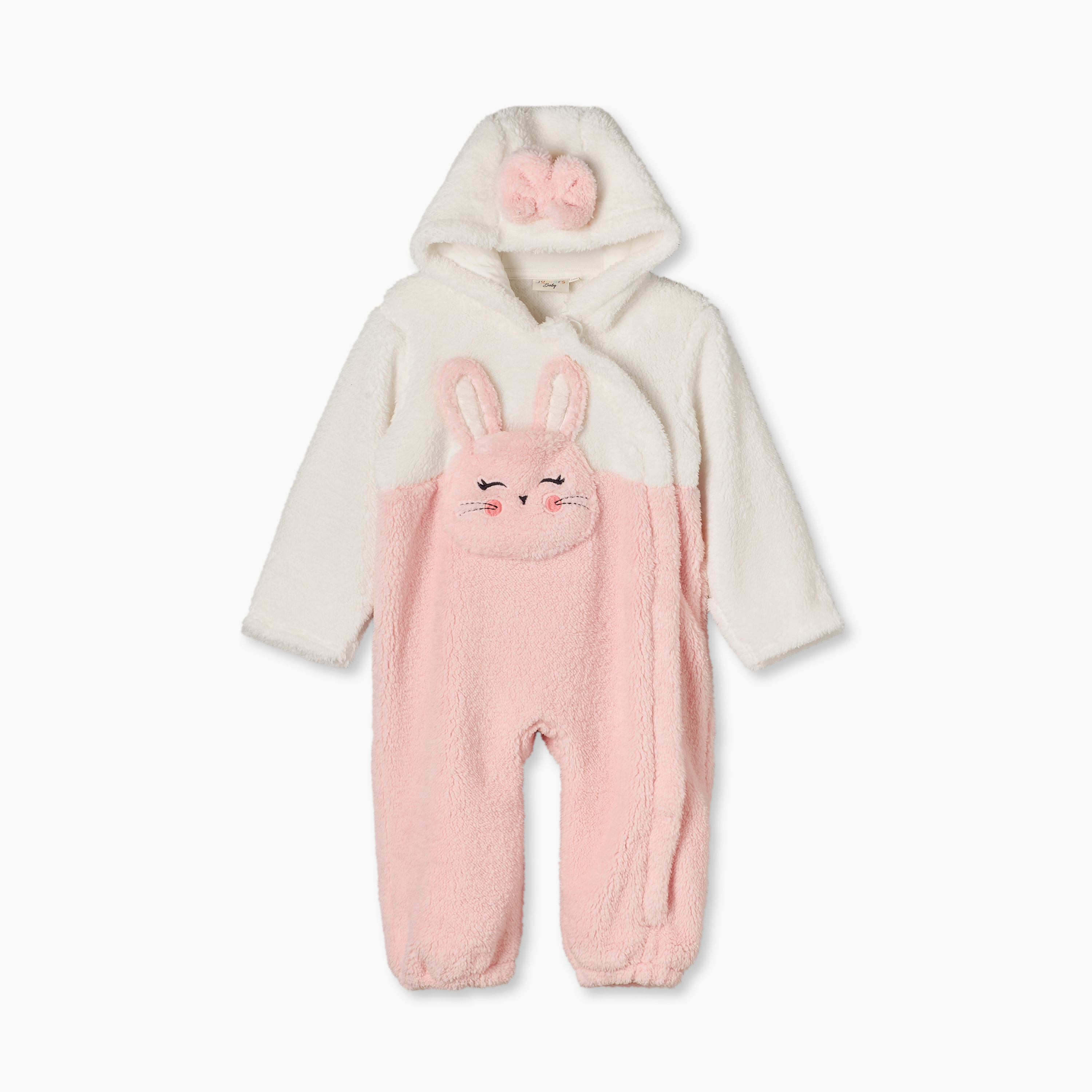 بدلة نوم بقبعة وأكمام طويلة بزخرفة أرنب من جونيورز-baby-girls-clothing-nightwear-sleepsuits-image-3
