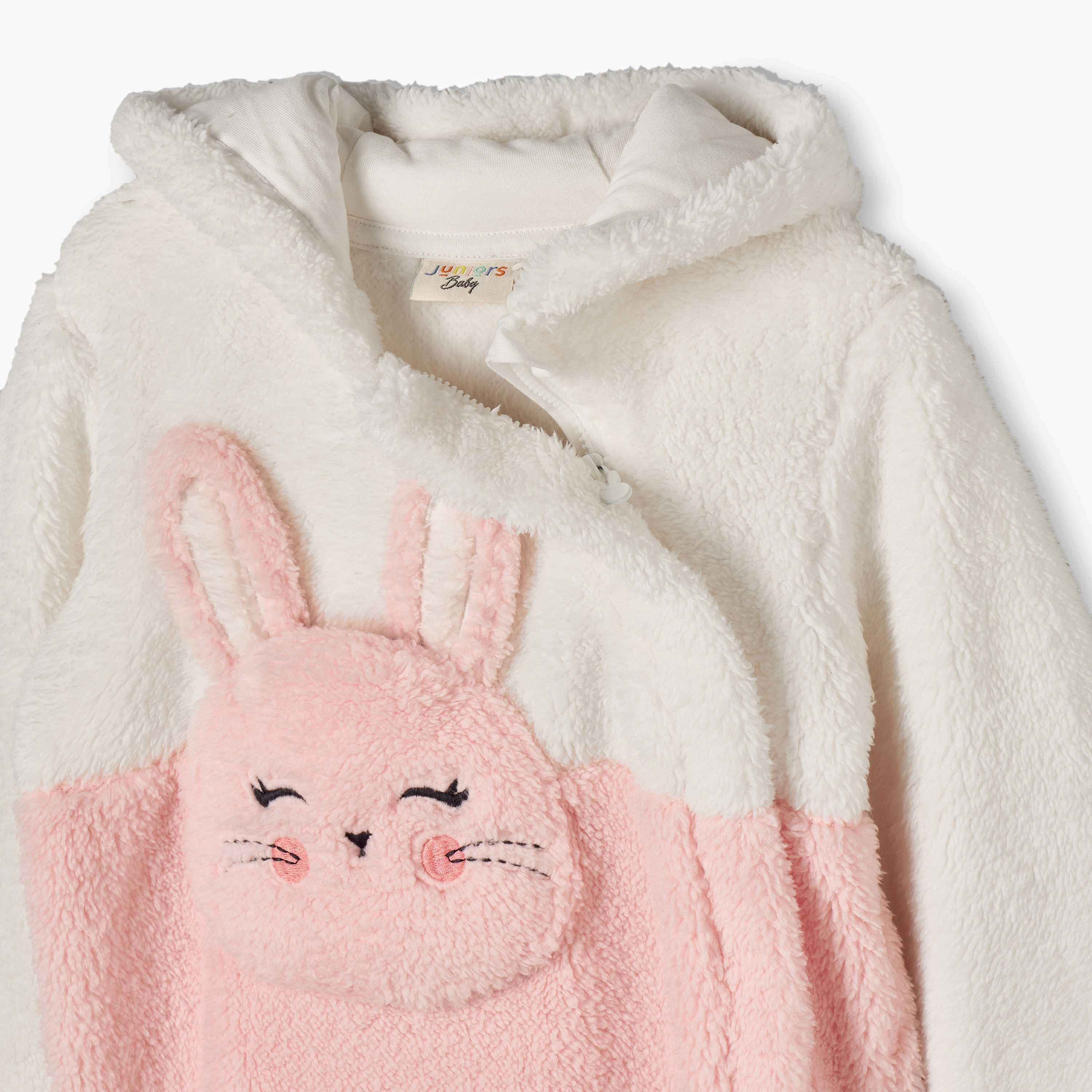 بدلة نوم بقبعة وأكمام طويلة بزخرفة أرنب من جونيورز-baby-girls-clothing-nightwear-sleepsuits-image-5