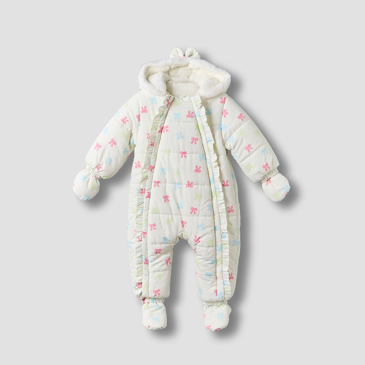 أوفرول بطبعة فيونكة مع قبعة وأكمام طويلة من جونيورز-baby-girls-clothing-nightwear-sleepsuits-image-1