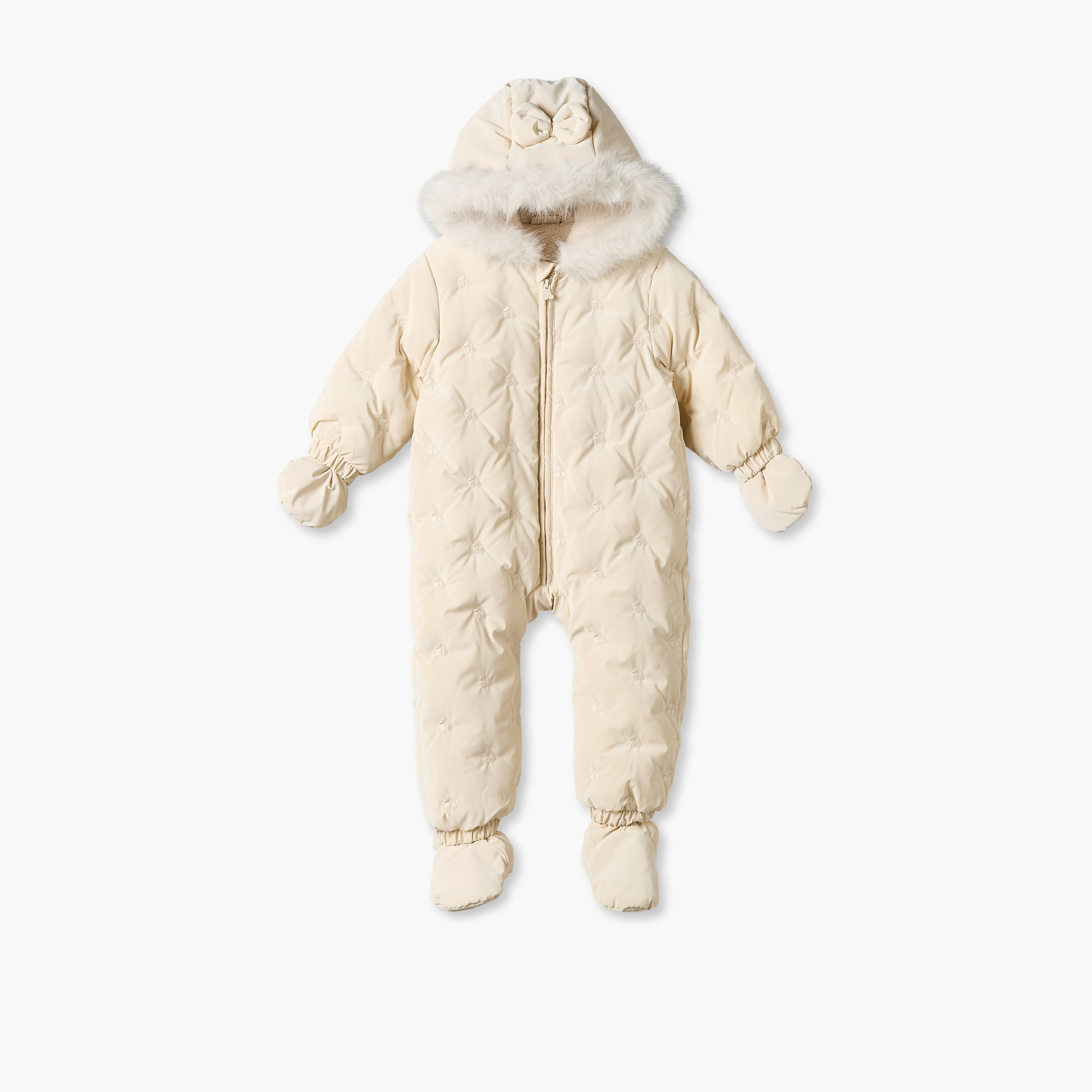 أوفرول مبطن بقبعة فرو صناعي وحذاء خفيف قابل للفصل من جونيورز-baby-girls-clothing-winterwear-sleepsuits-image-2
