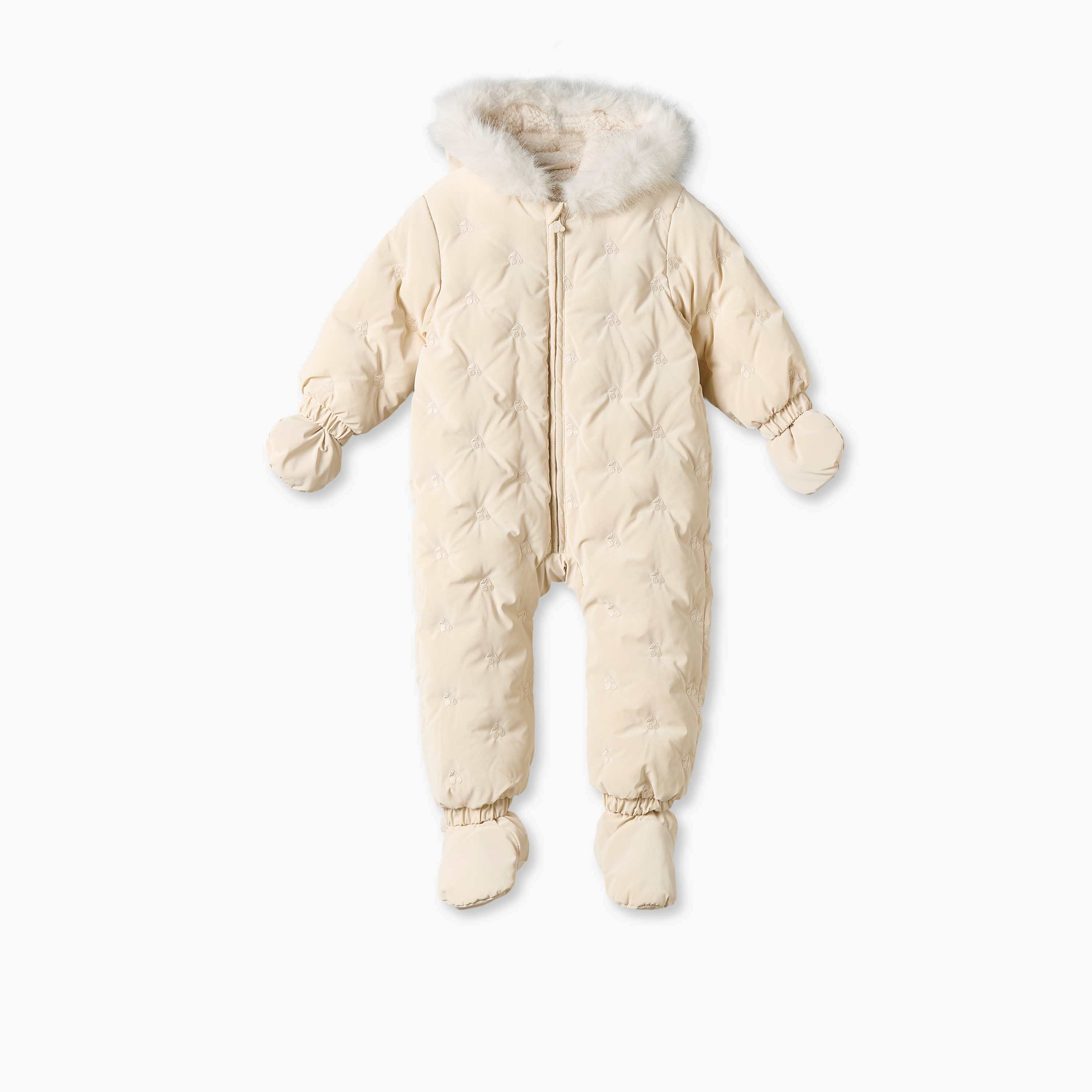 أوفرول مبطن بقبعة فرو صناعي وحذاء خفيف قابل للفصل من جونيورز-baby-girls-clothing-winterwear-sleepsuits-image-3