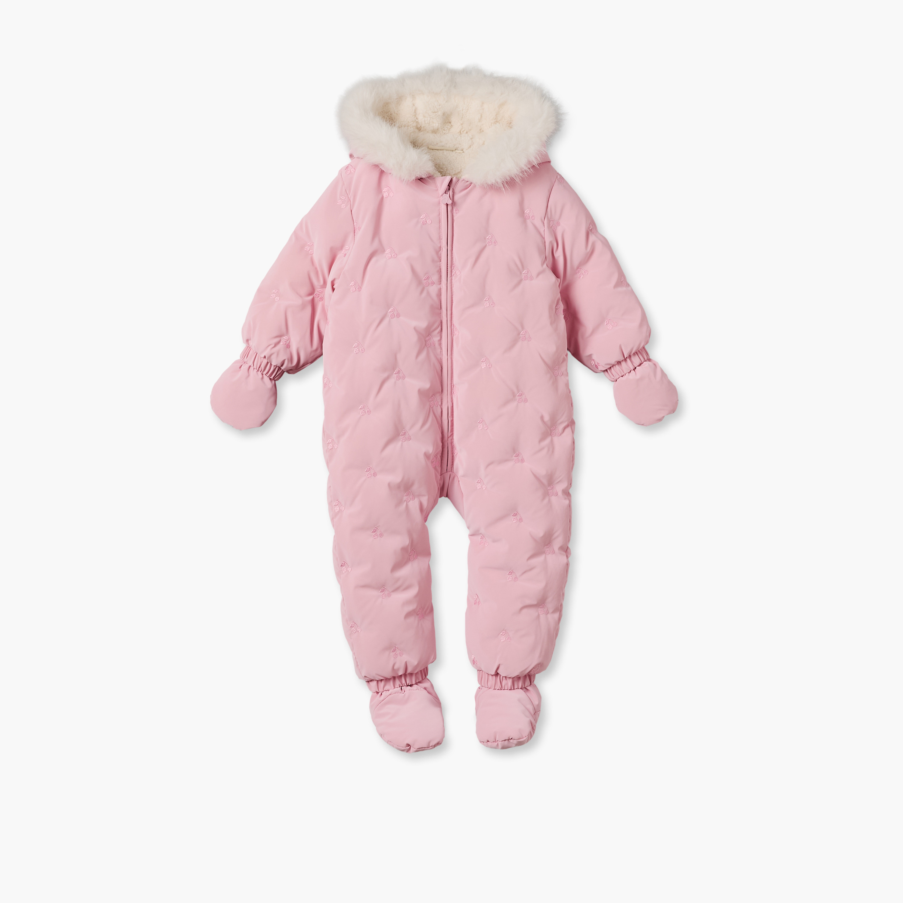 Juniors Hooded Neck Long Sleeves Coverall with Zip Closure-baby-girls-clothing-winterwear-sleepsuits-image-3