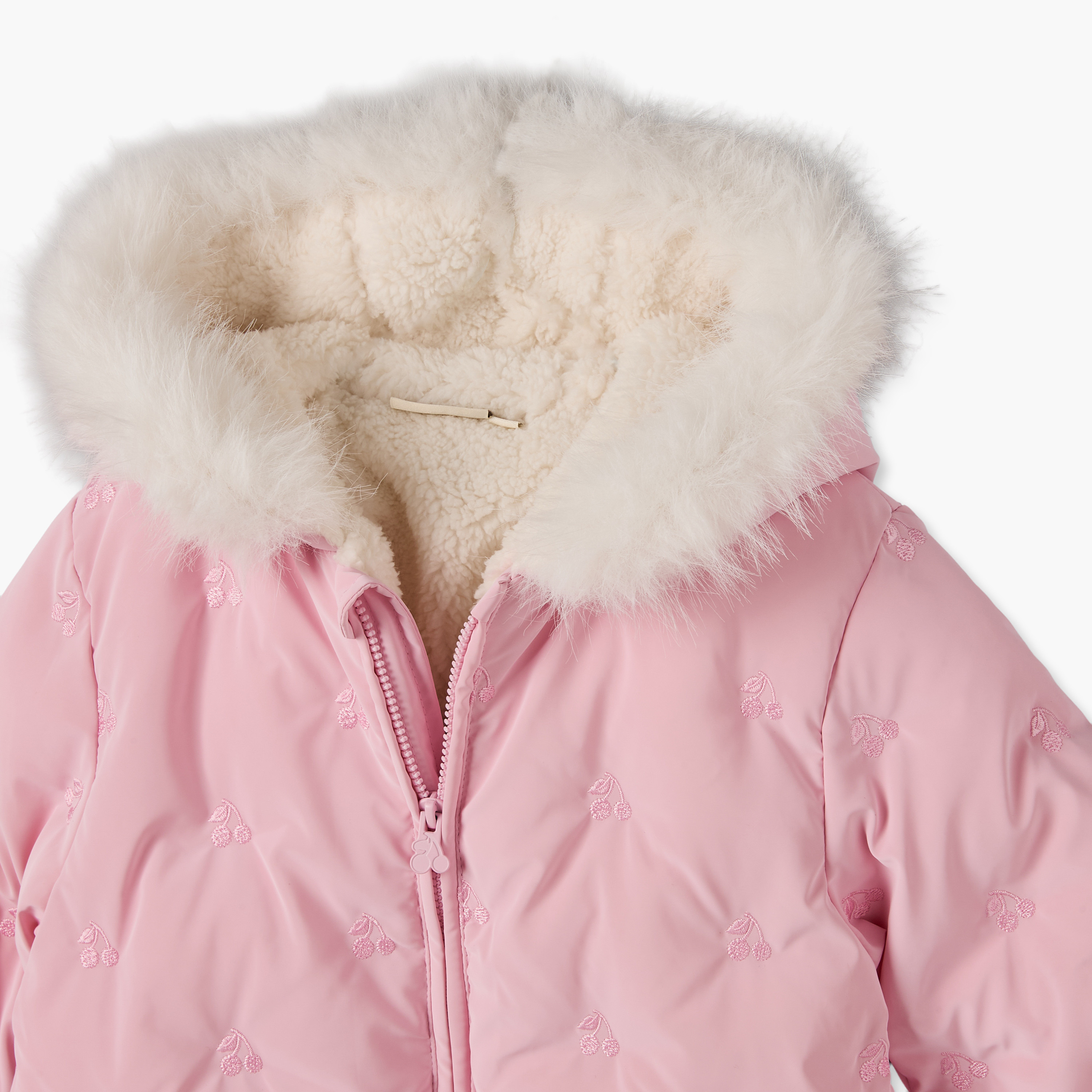Juniors Hooded Neck Long Sleeves Coverall with Zip Closure-baby-girls-clothing-winterwear-sleepsuits-image-5