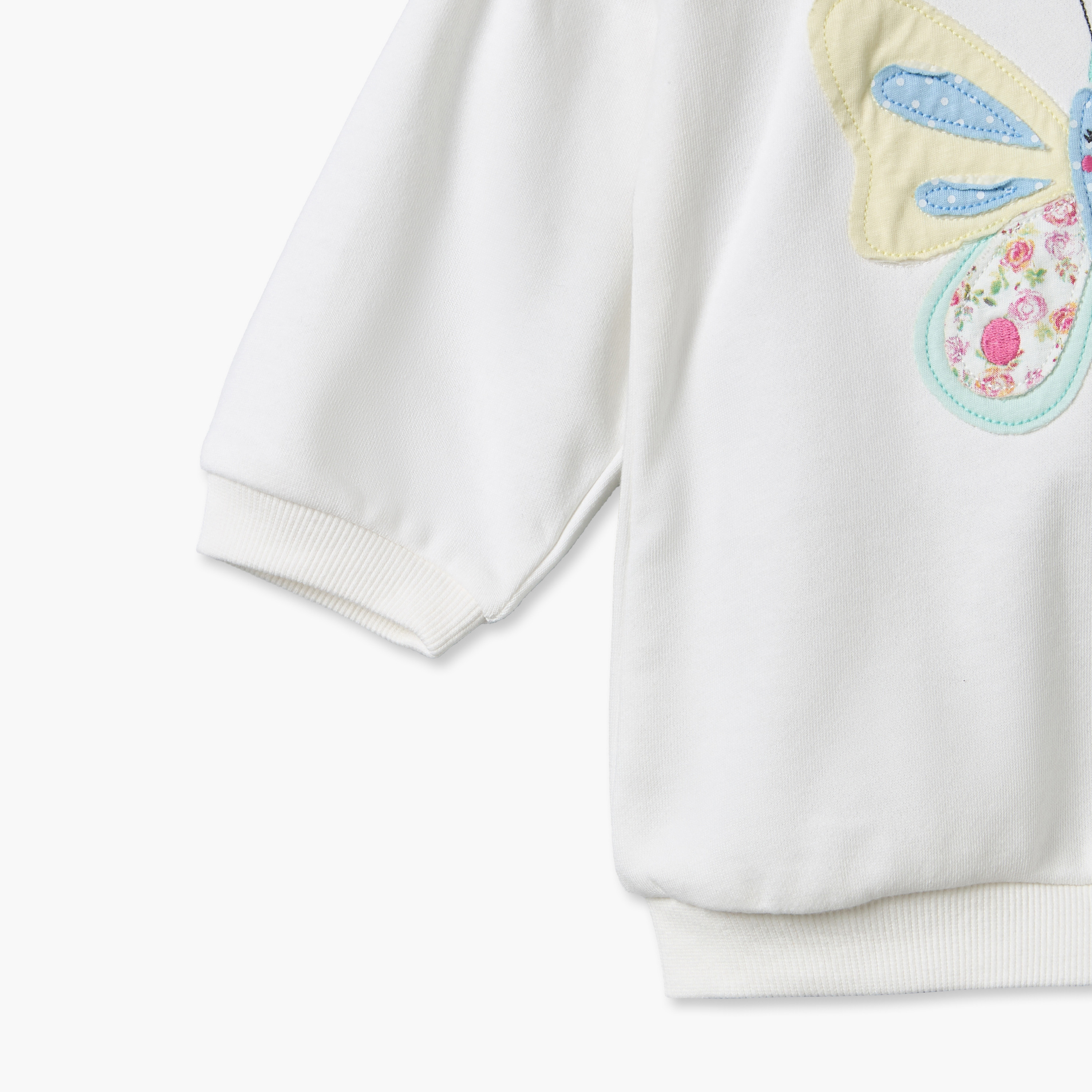 Juniors Peter Pan Collar Long Sleeves Sweatshirt and Pants Set with Butterfly Applique-baby-girls-clothing-setsandcoords-image-7