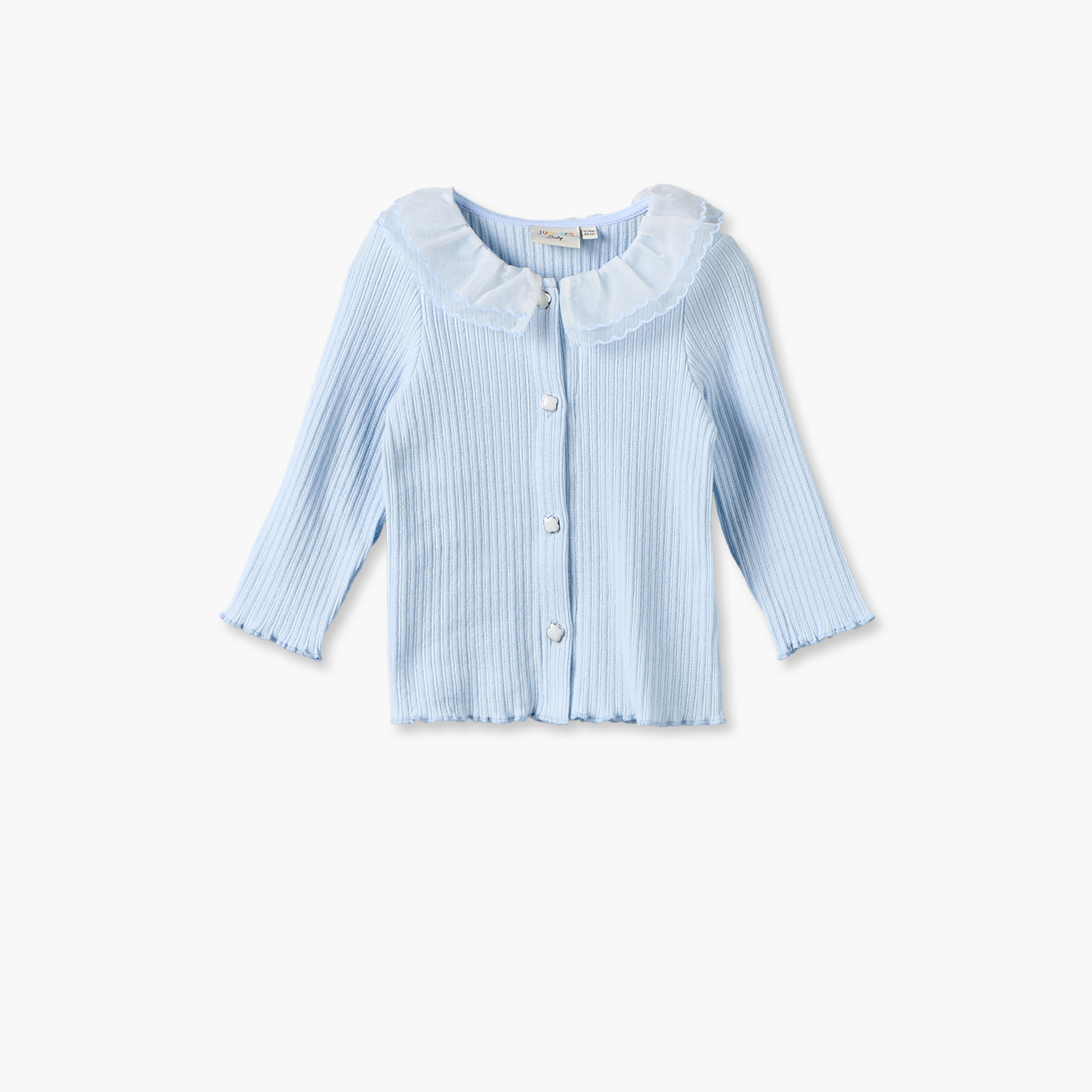 Juniors Collared Long Sleeves Top and Pants Set with Ribbed Texture-baby-girls-clothing-setsandcoords-image-3