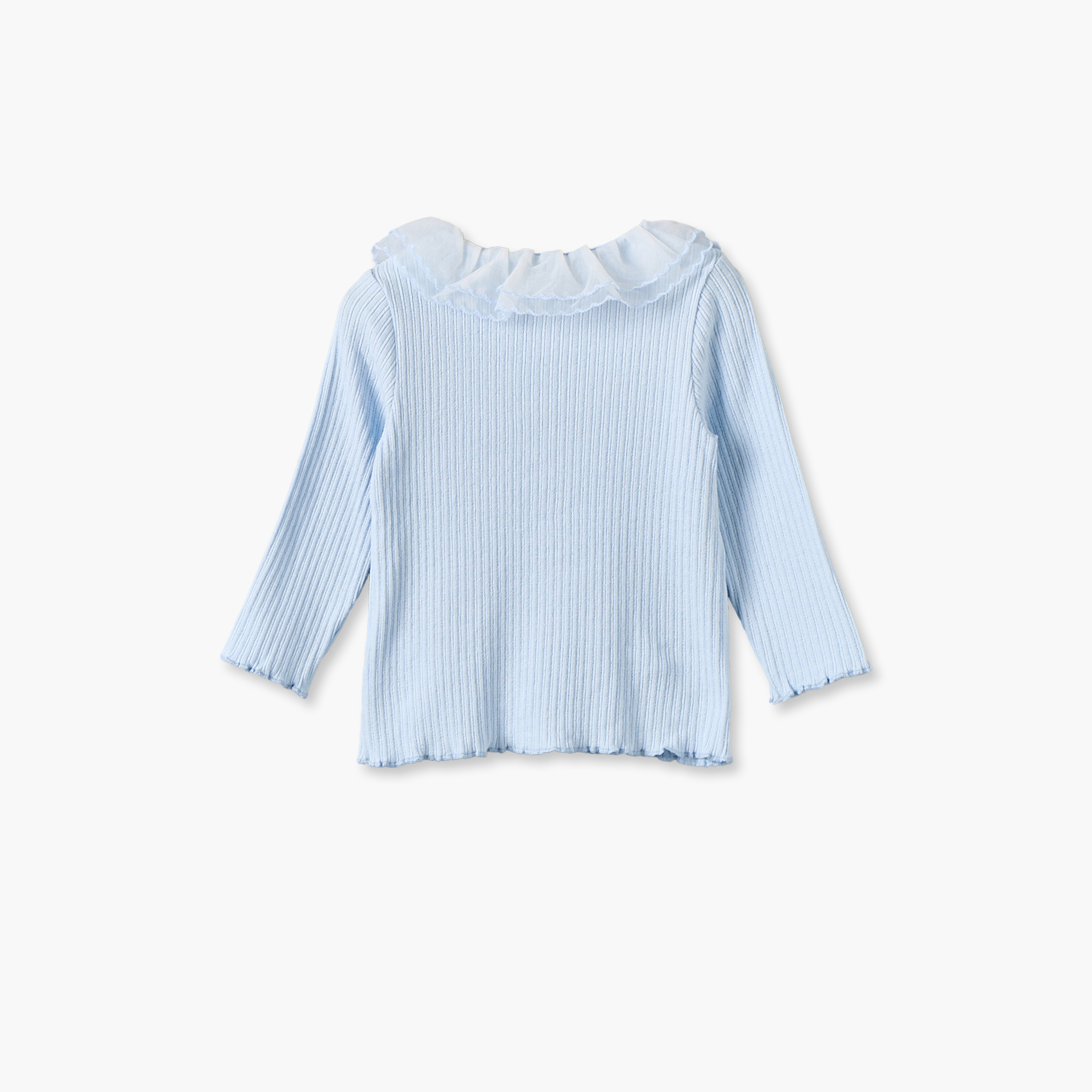Juniors Collared Long Sleeves Top and Pants Set with Ribbed Texture-baby-girls-clothing-setsandcoords-image-5