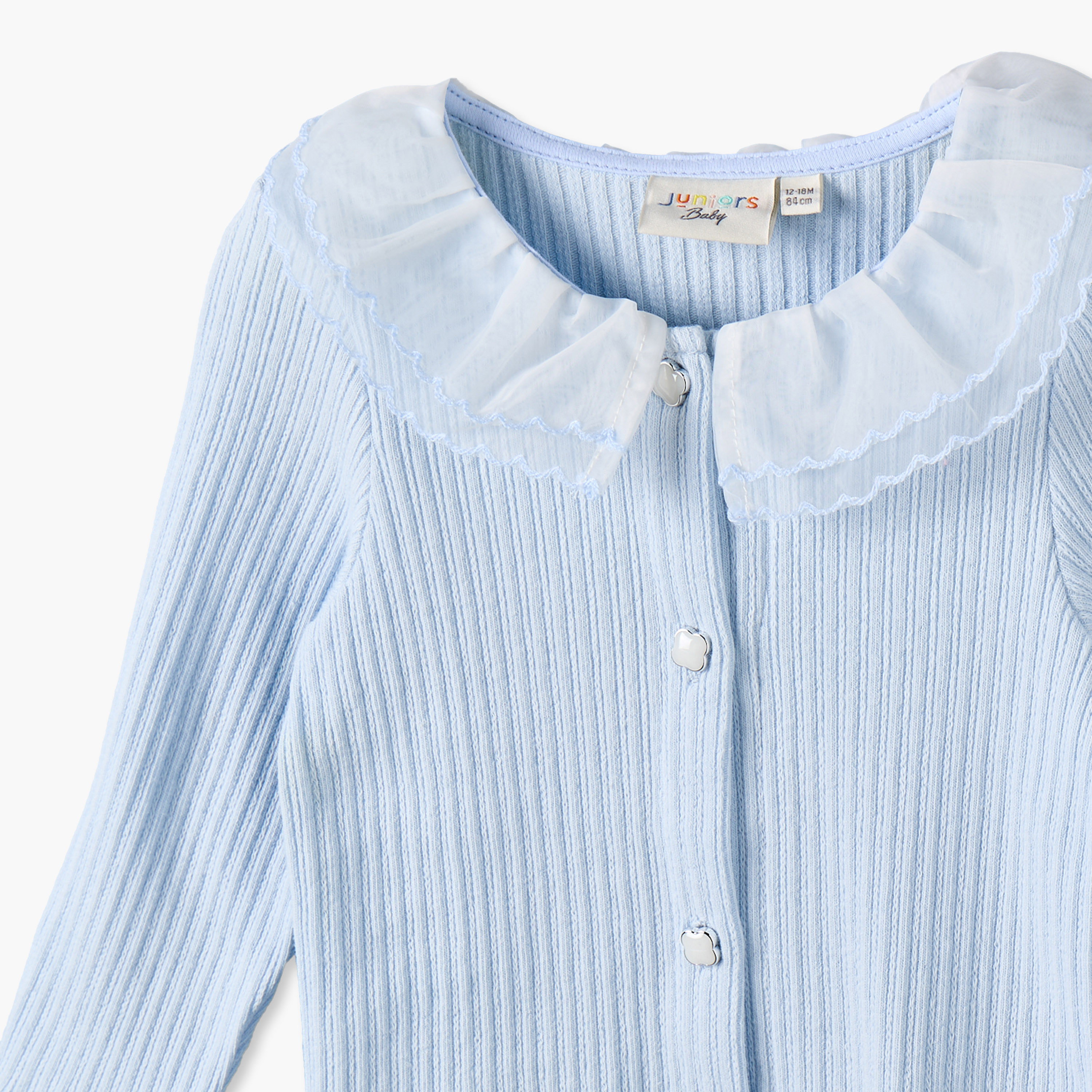 Juniors Collared Long Sleeves Top and Pants Set with Ribbed Texture-baby-girls-clothing-setsandcoords-image-7