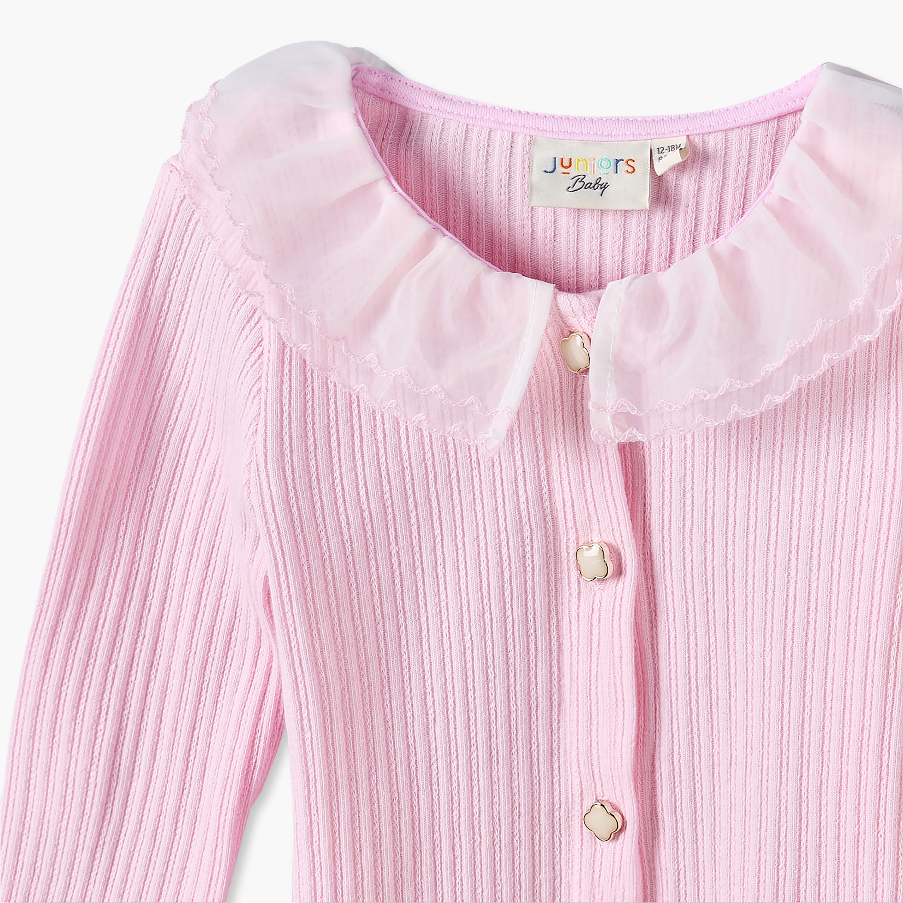 Juniors Collared Long Sleeves Top and Pants Set with Ribbed Texture-baby-girls-clothing-setsandcoords-image-7