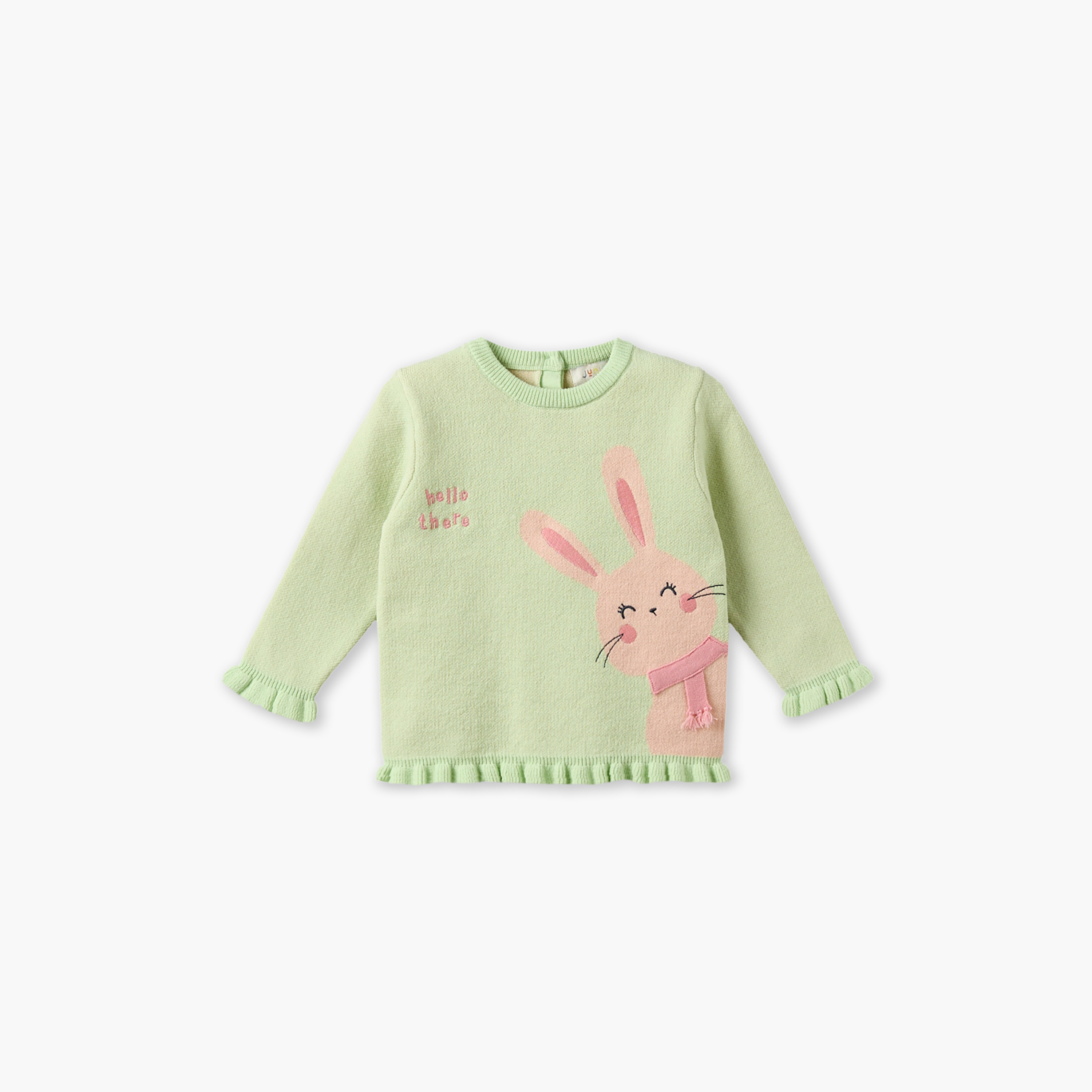 Juniors Crew Neck Long Sleeves Sweater and Pants Set with Bunny Motif-baby-girls-clothing-setsandcoords-image-2