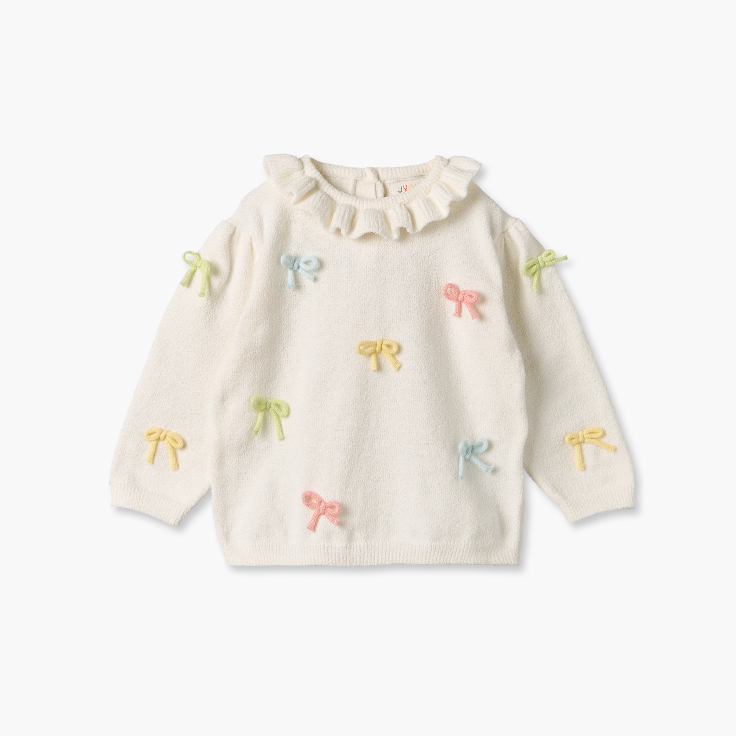 طقم بلوزة بأكمام طويلة وياقة عادية وبنطلون بزخارف فيونكة للبنات من جونيورز-baby-girls-clothing-setsandcoords-image-2
