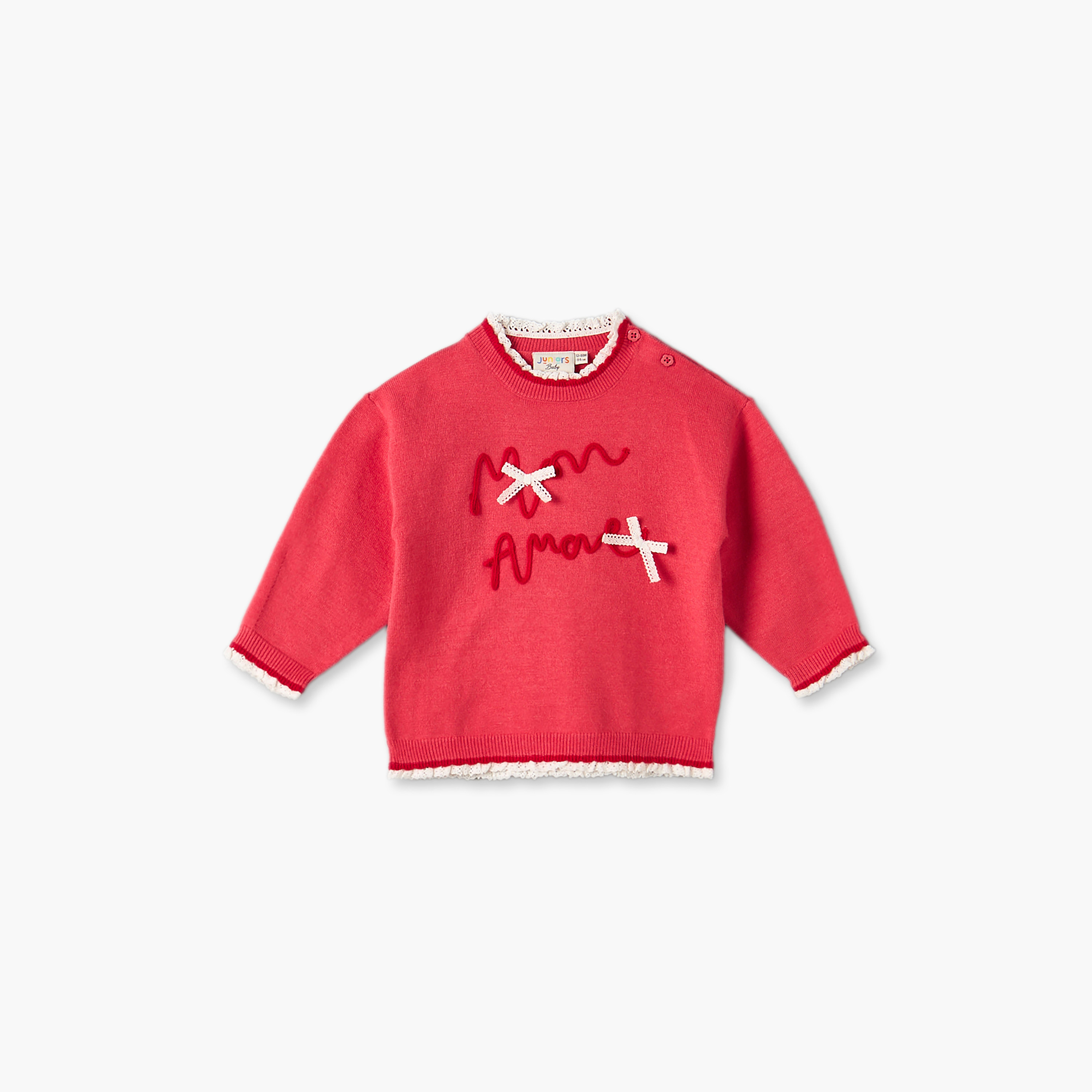 Juniors Collared Long Sleeves Sweater and Pants Set with Bow Accent-baby-girls-clothing-setsandcoords-image-3