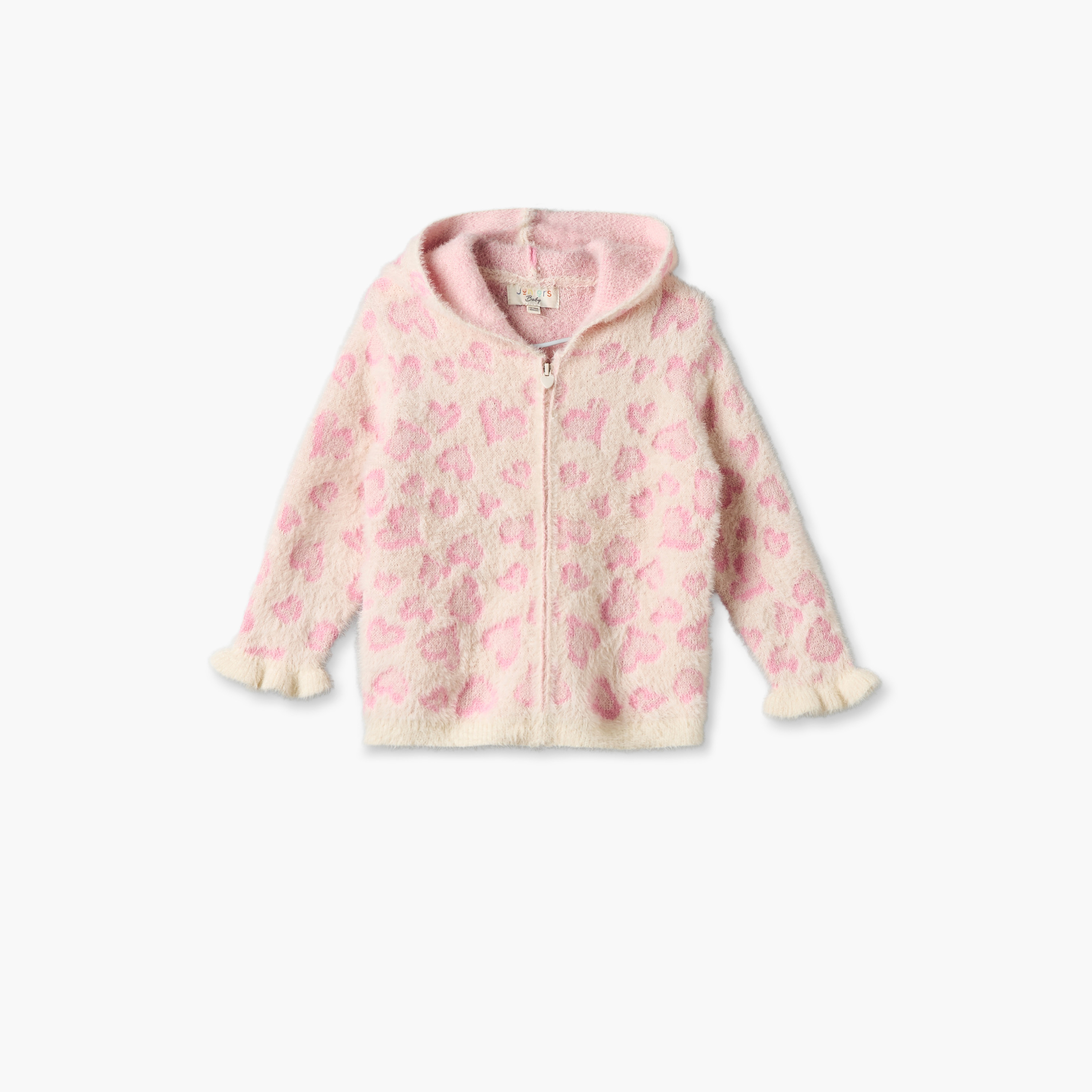 Juniors Hooded Neck Long Sleeves Cardigan and Pants Set with Heart Textured Detail-baby-girls-clothing-setsandcoords-image-3