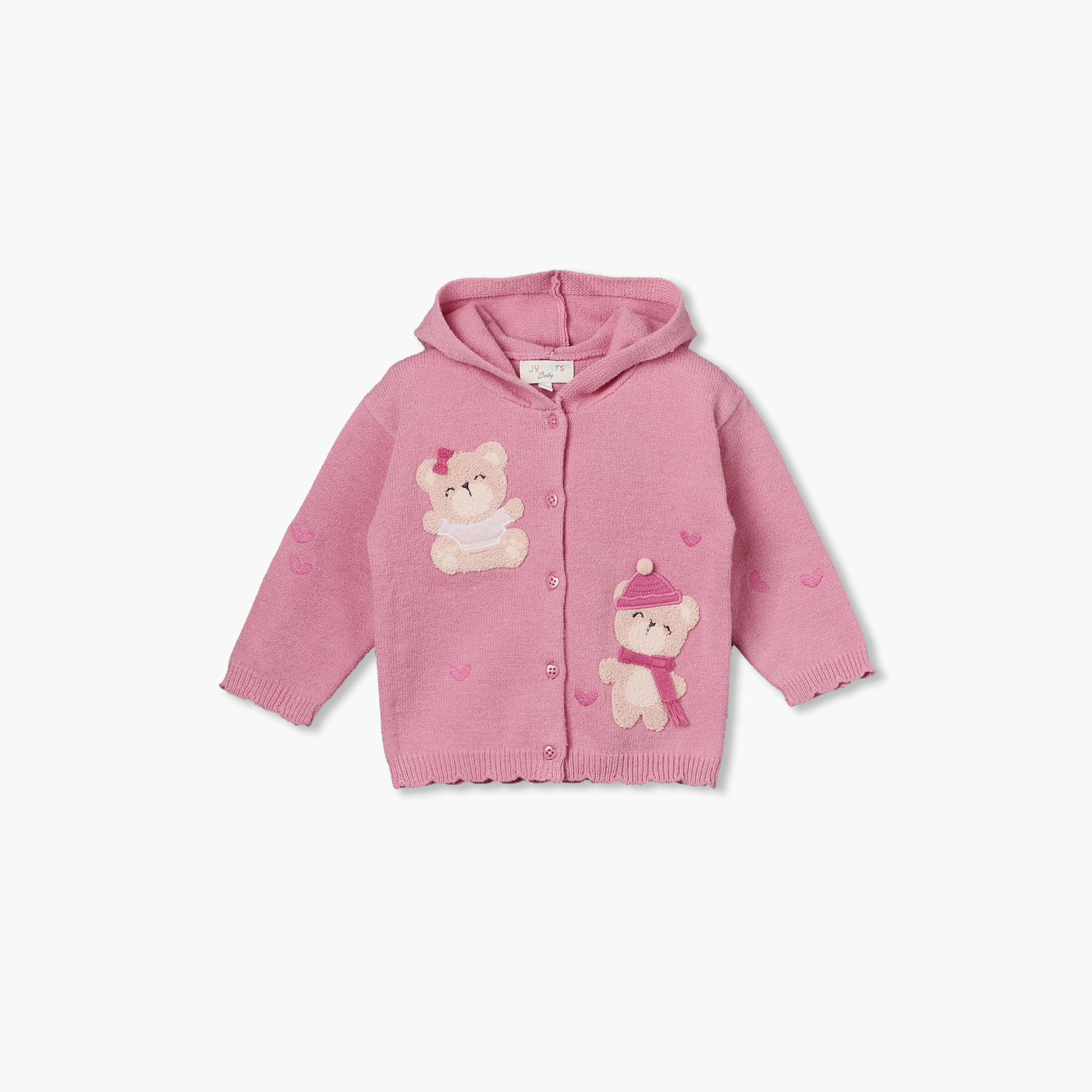Juniors Hooded Long Sleeves Cardigan and Joggers Set with Embroidery-baby-girls-clothing-setsandcoords-image-3
