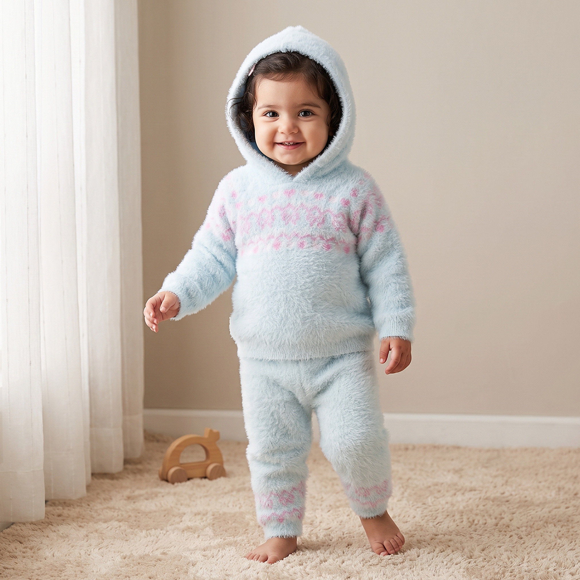 طقم سويت شيرت بغطاء رأس وأكمام طويلة وبنطلون بطبعة من جونيورز-baby-girls-clothing-setsandcoords-image-1