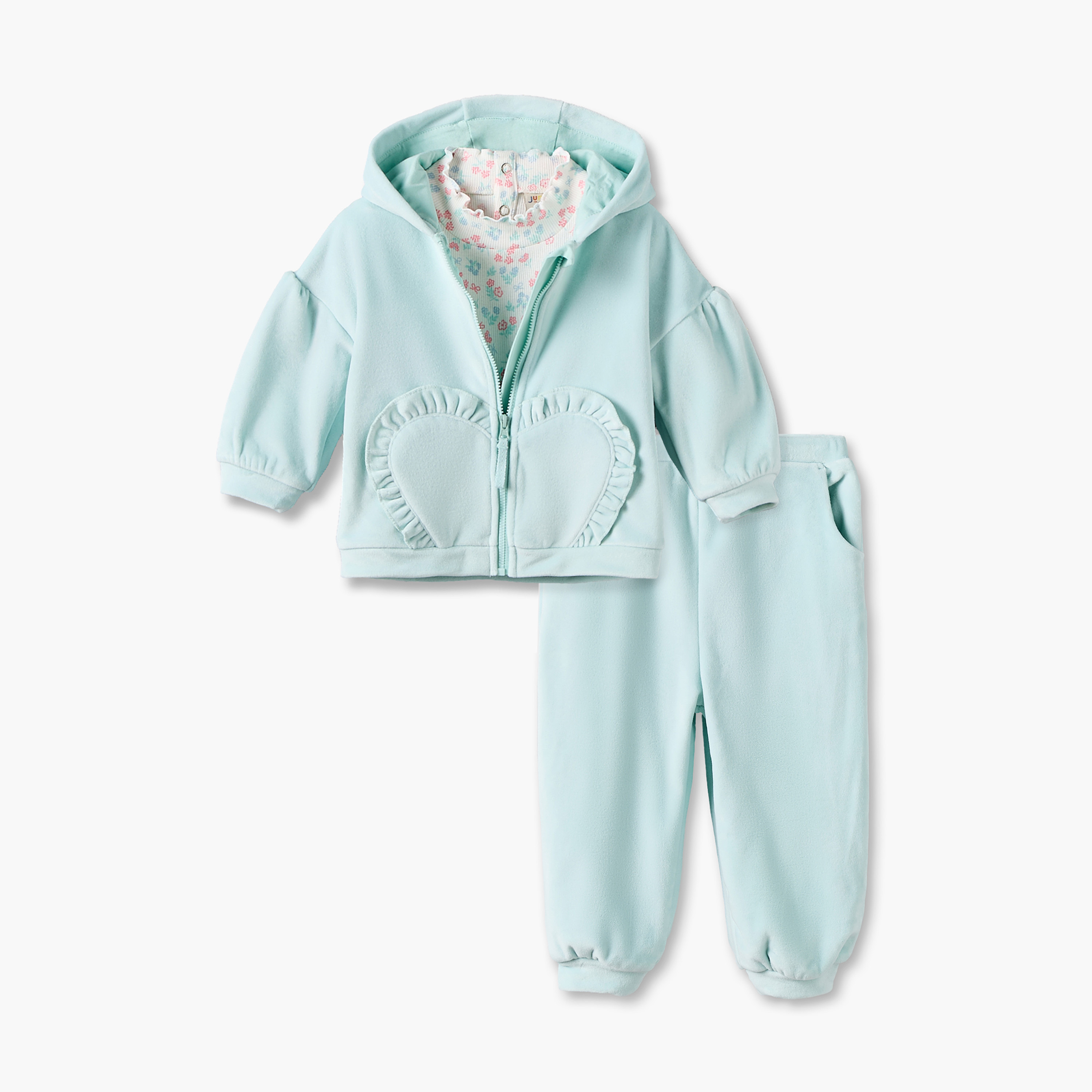 Juniors Hooded Neck Long Sleeves Jacket and Joggers Set with T-shirt-baby-girls-clothing-setsandcoords-image-2