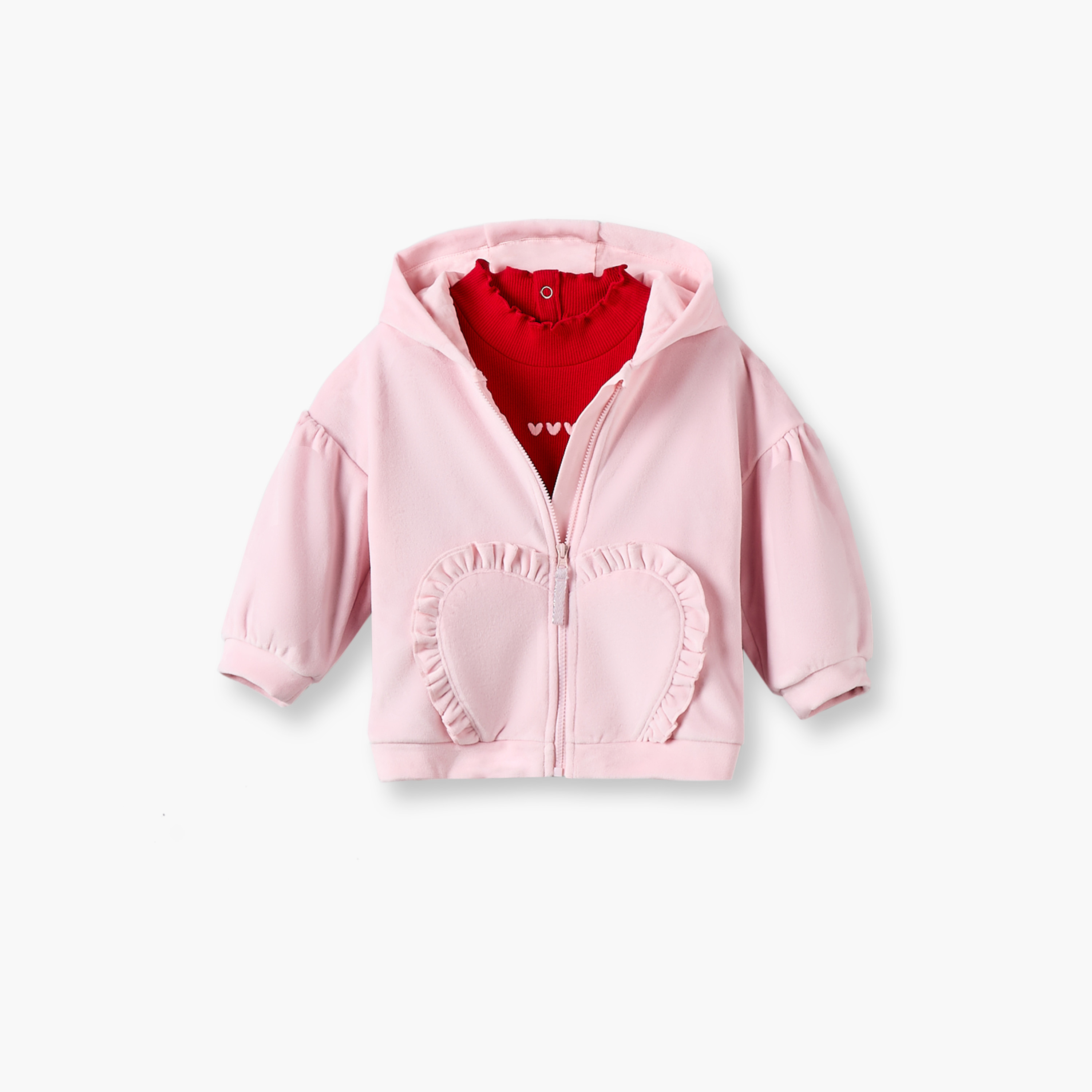 Juniors Hooded Neck Long Sleeves Jacket and Joggers Set with T-shirt-baby-girls-clothing-setsandcoords-image-3