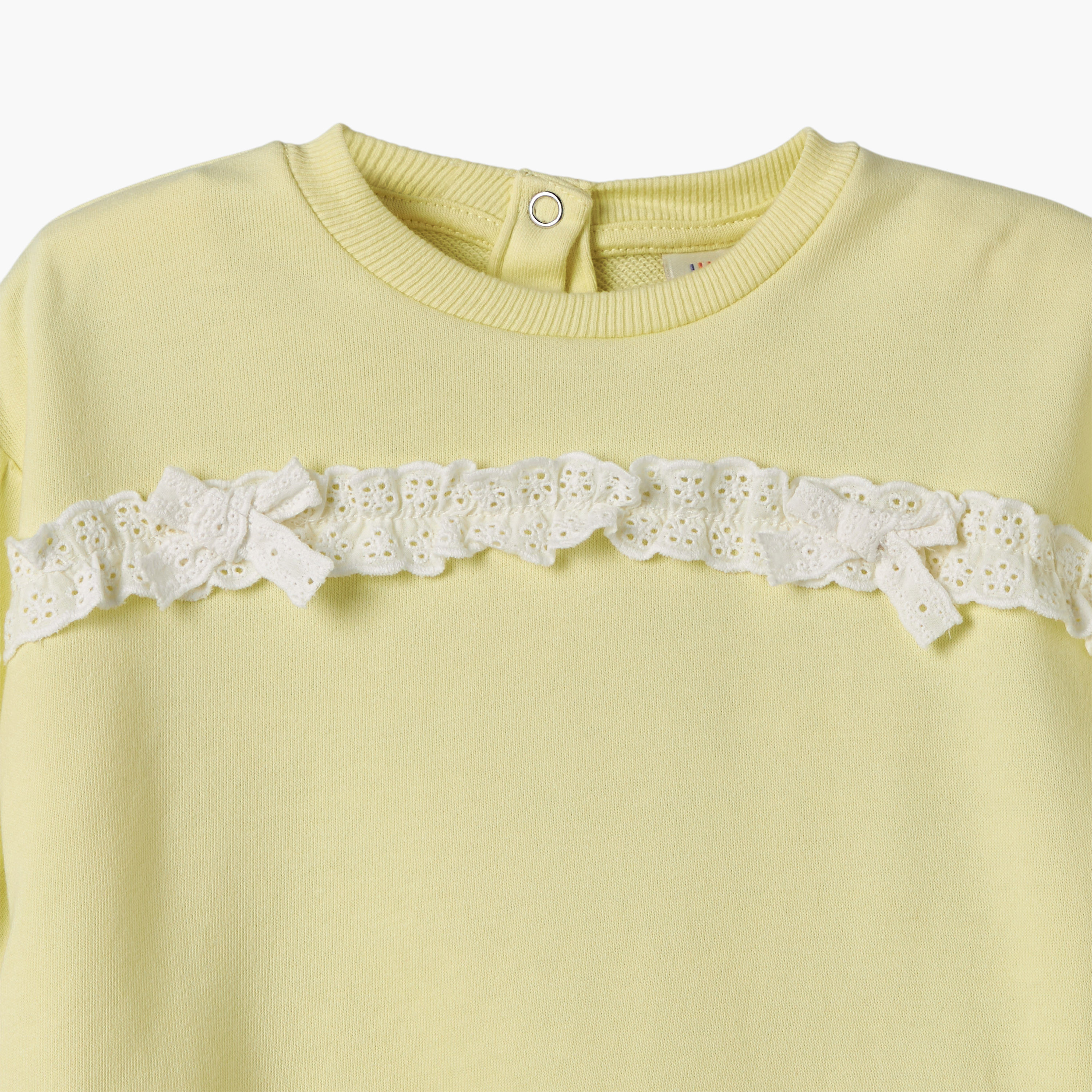 طقم سويت شيرت بياقة ضيقة وأكمام طويلة ودانتيل مع بنطلون ليقنز من جونيورز-baby-girls-clothing-setsandcoords-image-5