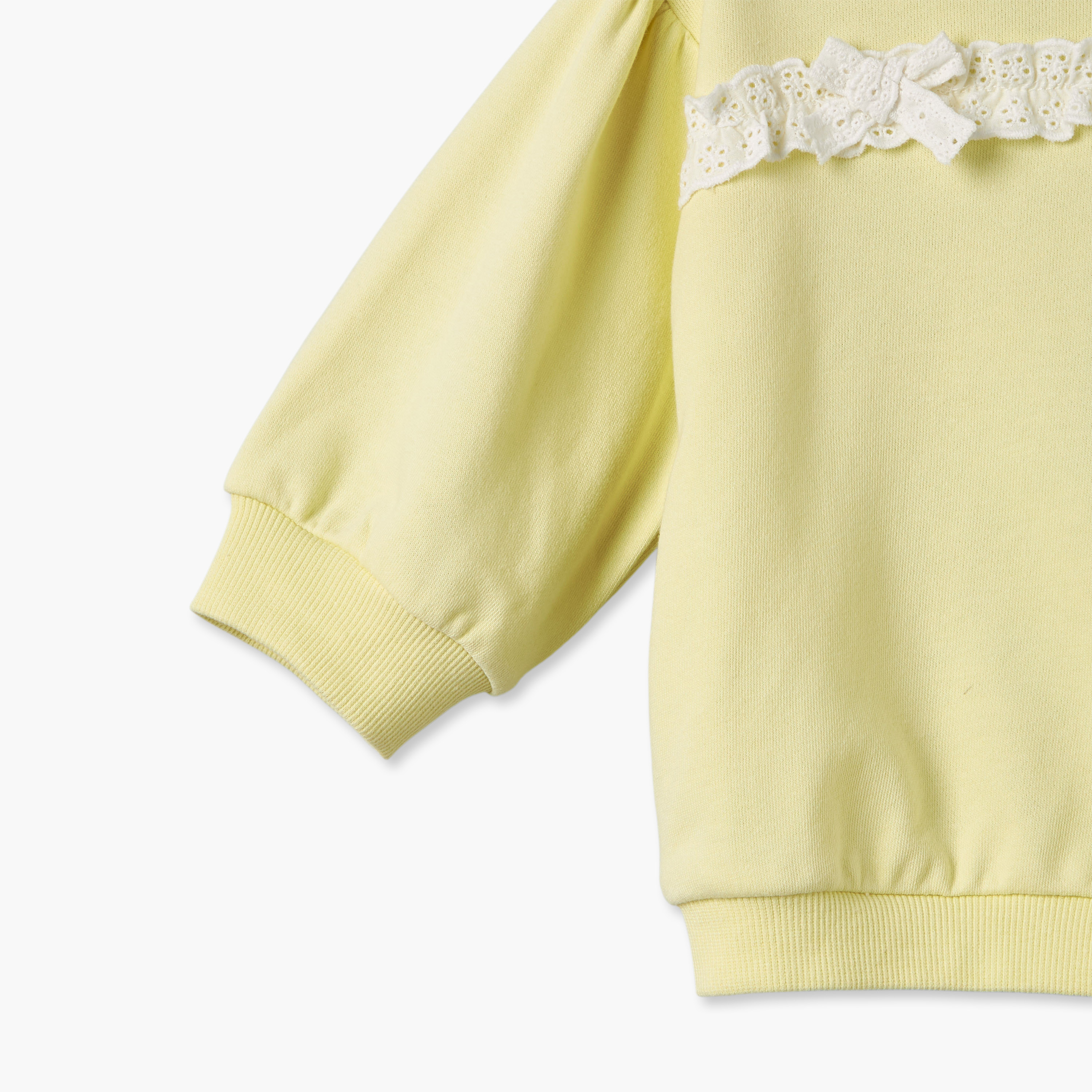 طقم سويت شيرت بياقة ضيقة وأكمام طويلة ودانتيل مع بنطلون ليقنز من جونيورز-baby-girls-clothing-setsandcoords-image-7