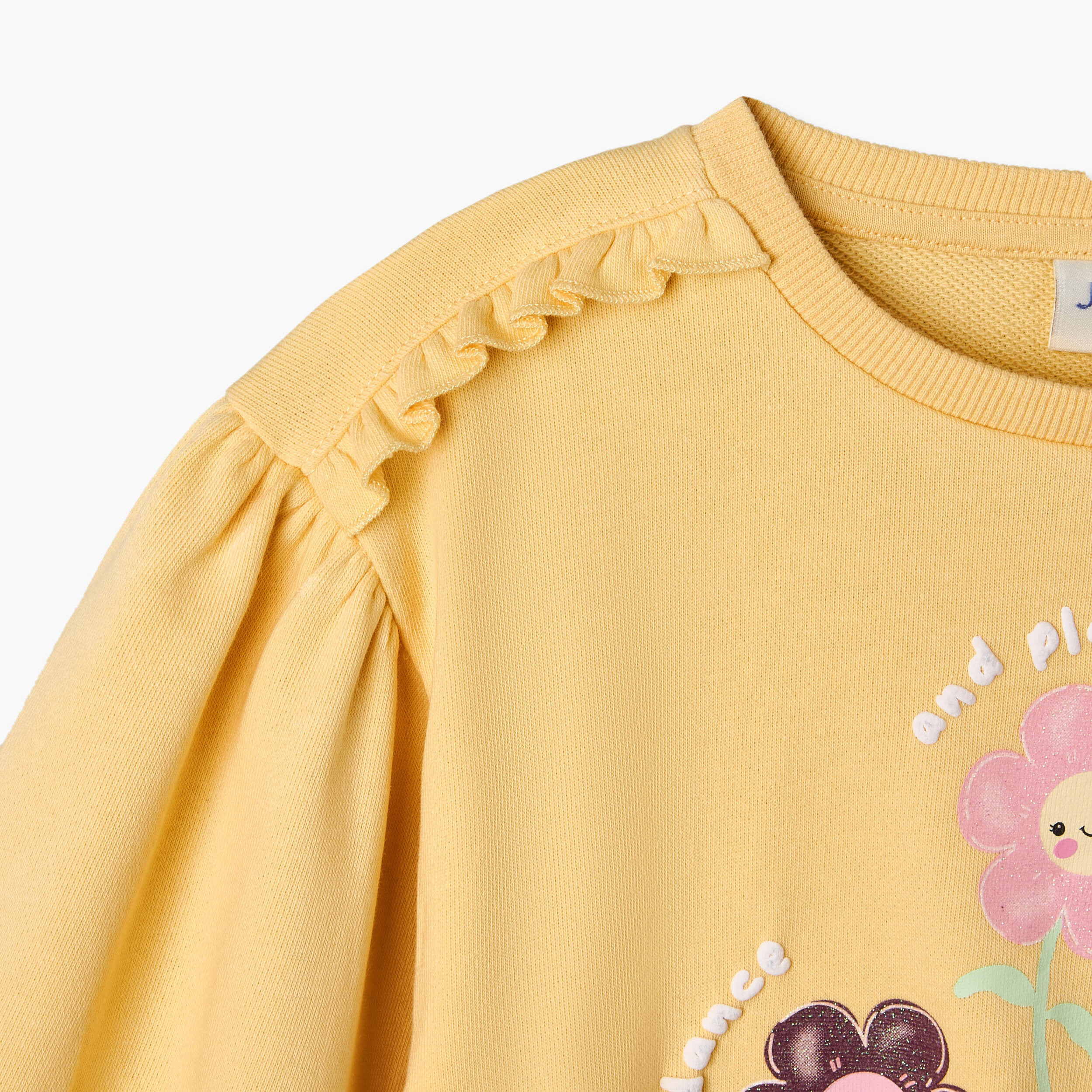 طقم سويت شيرت بأكمام طويلة وياقة مستديرة مع بنطلون رياضي بطبعات زهور من جونيورز-baby-girls-clothing-setsandcoords-image-9