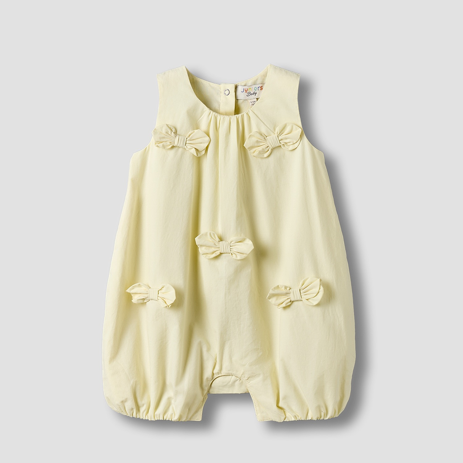 Juniors Round Neck Sleeveless Romper with Bow Accent-baby-girls-clothing-rompers-image-1